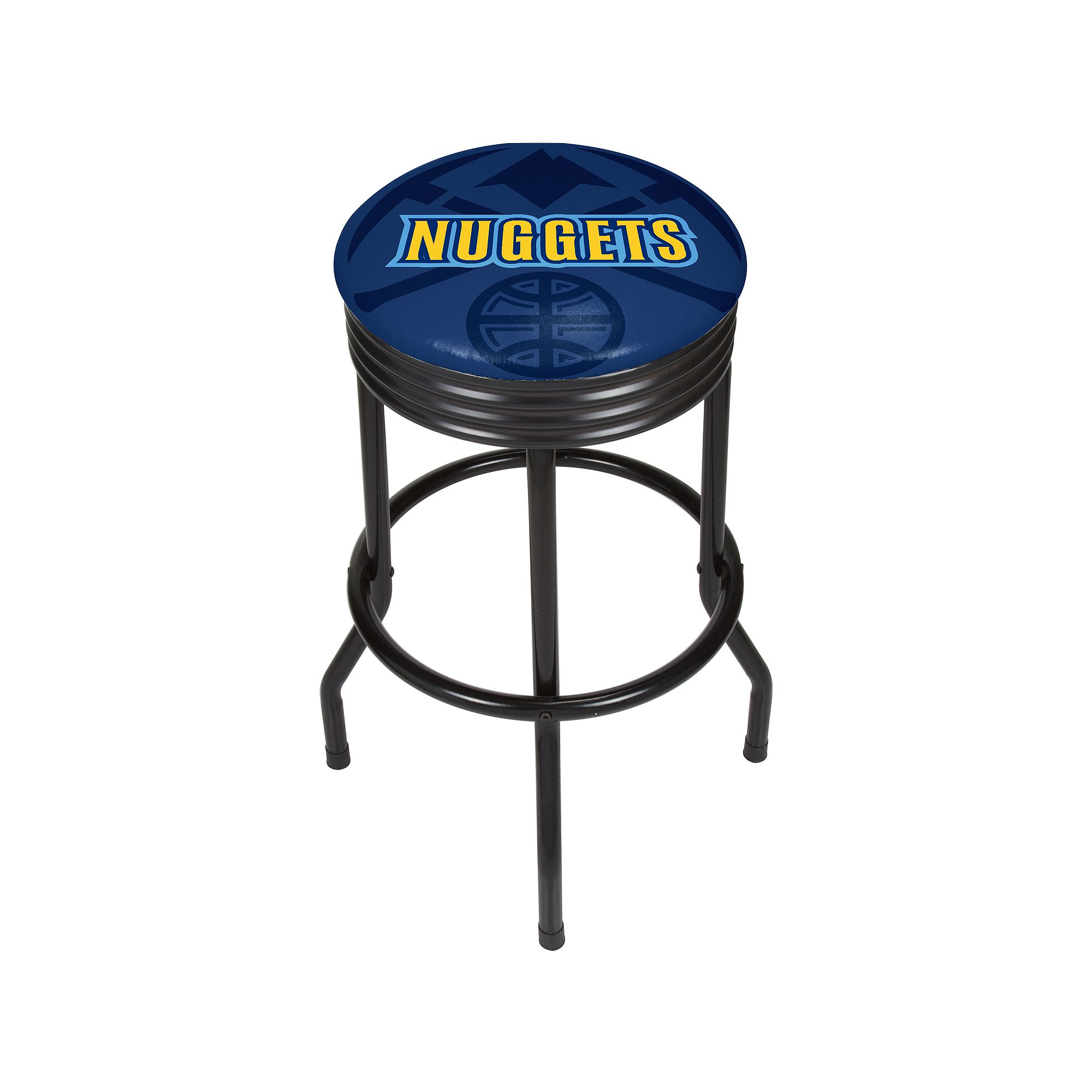 Denver Nuggets Padded Ribbed Black Bar Stool, Nug Blue