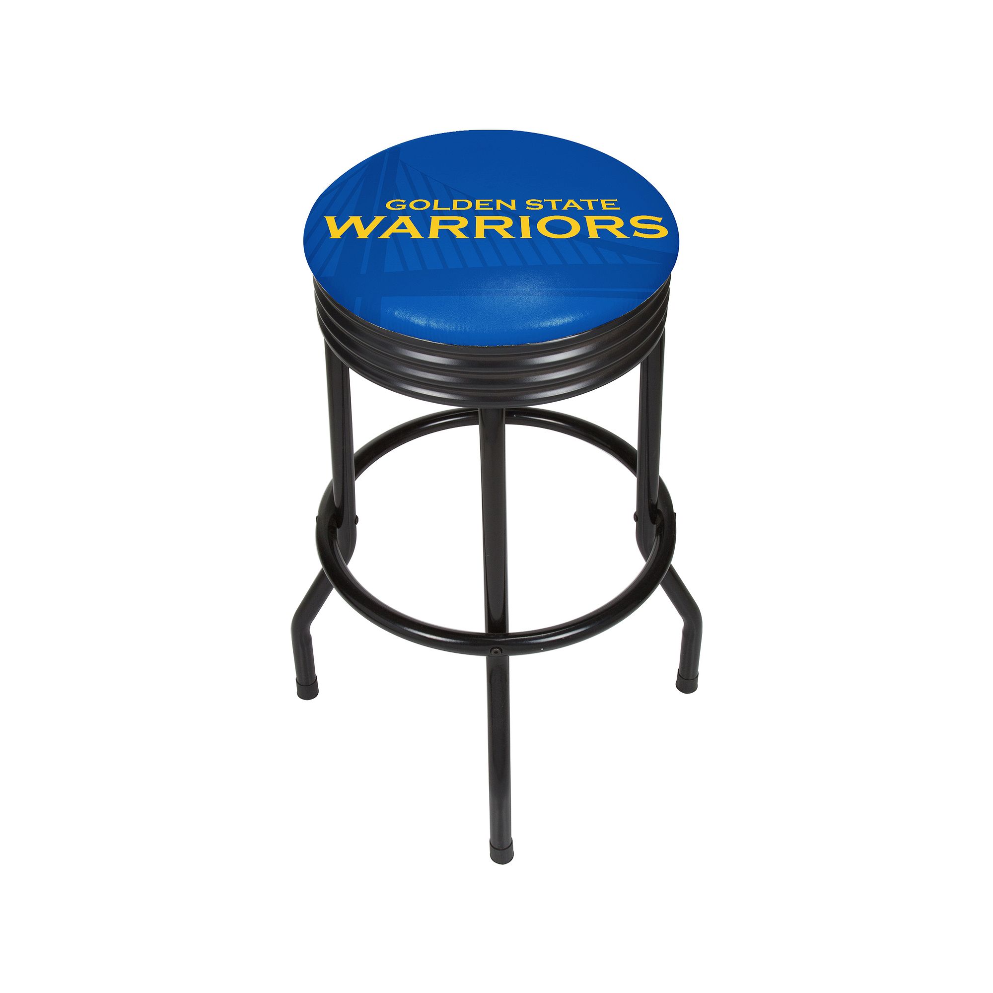 Golden State Warriors Padded Ribbed Black Bar Stool, Blue