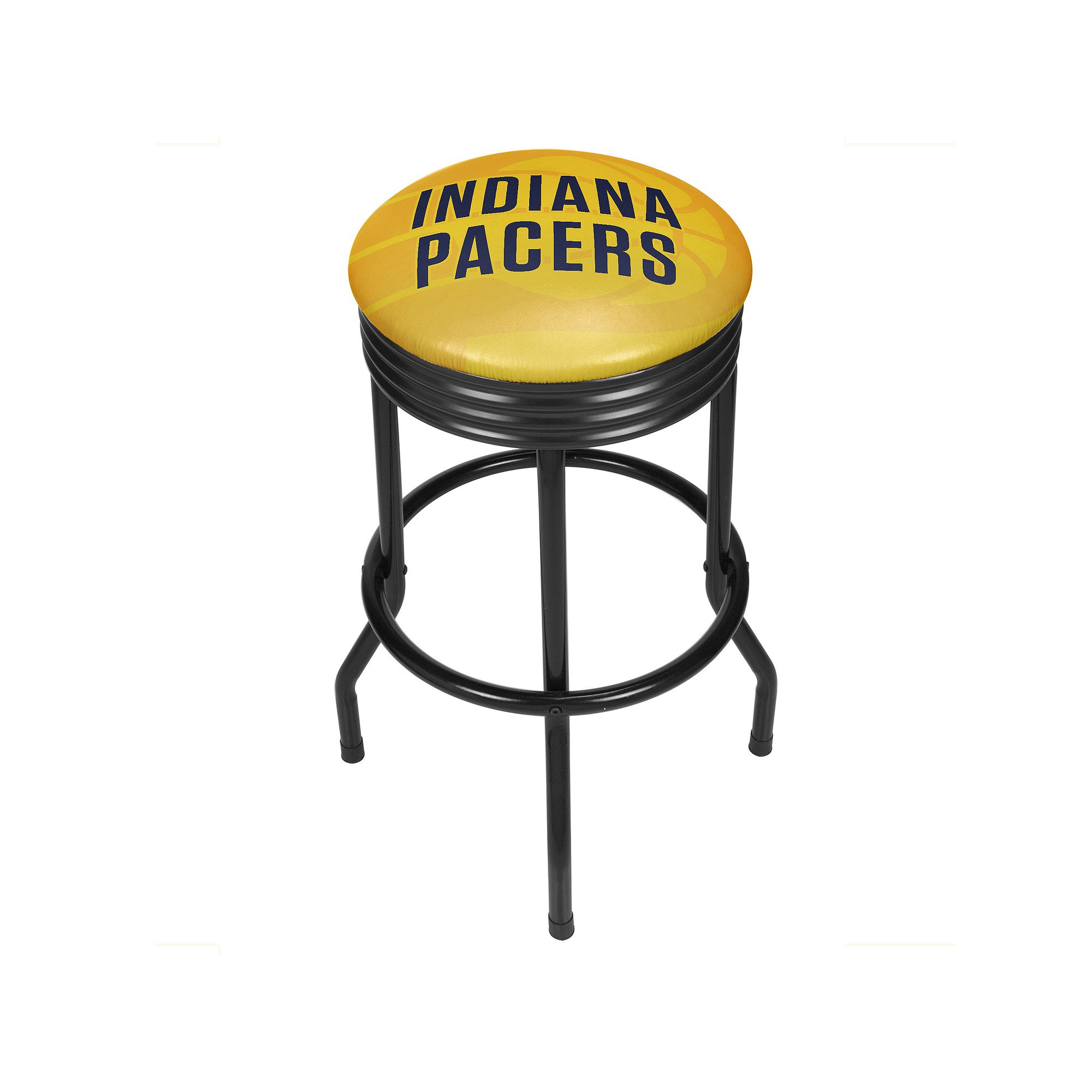 Indiana Pacers Padded Ribbed Black Bar Stool, Yellow