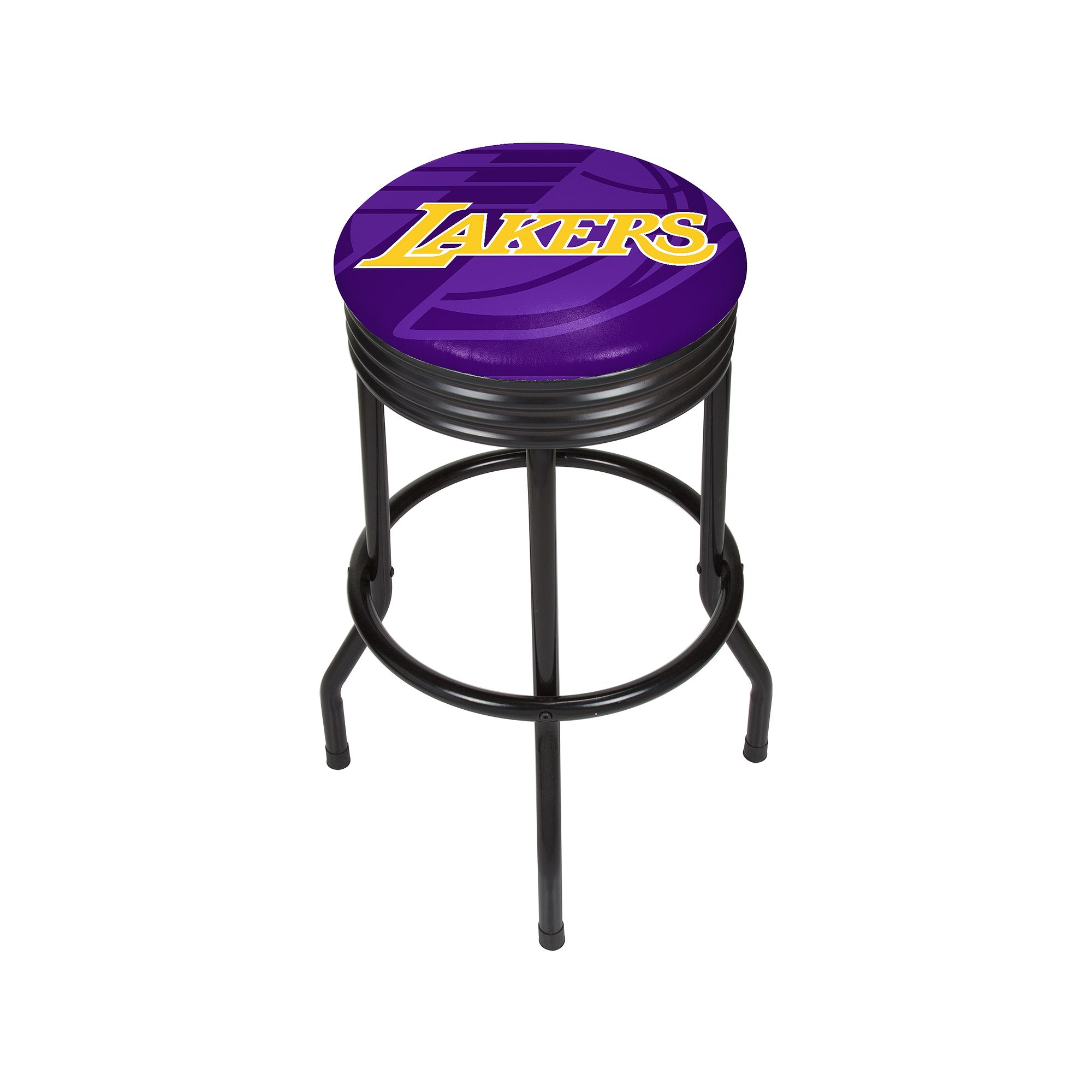 Los Angeles Lakers Padded Ribbed Black Bar Stool, Pruple