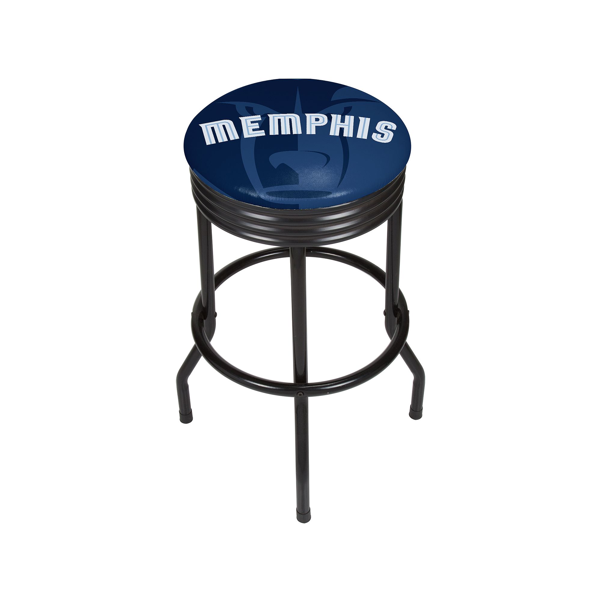 Memphis Grizzlies Padded Ribbed Black Bar Stool, Grz Blue