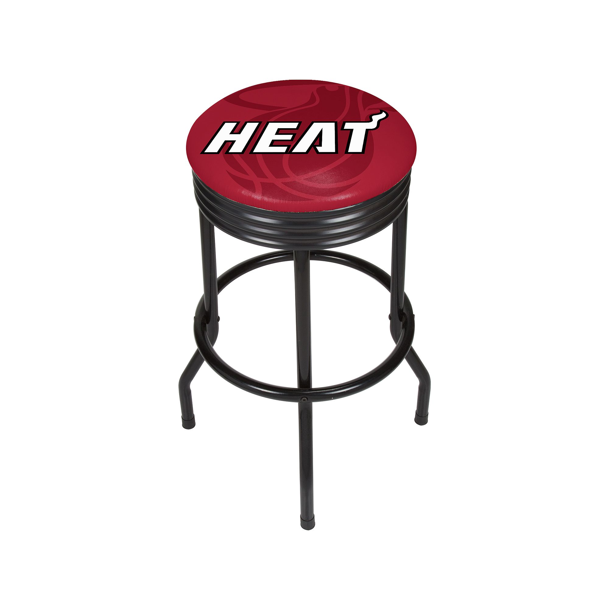 Miami Heat Padded Ribbed Black Bar Stool, Red