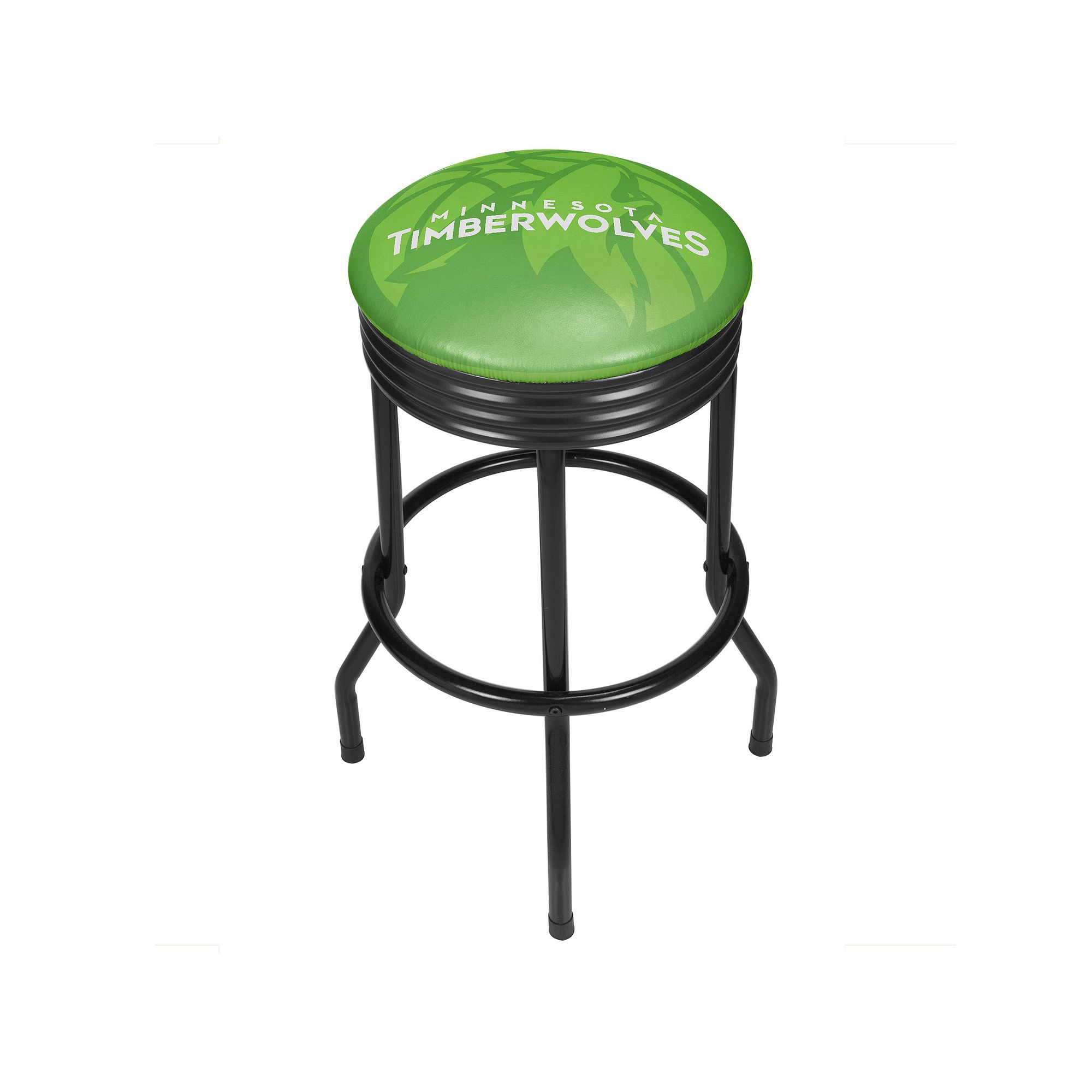 Minnesota Timberwolves Padded Ribbed Black Bar Stool, Green