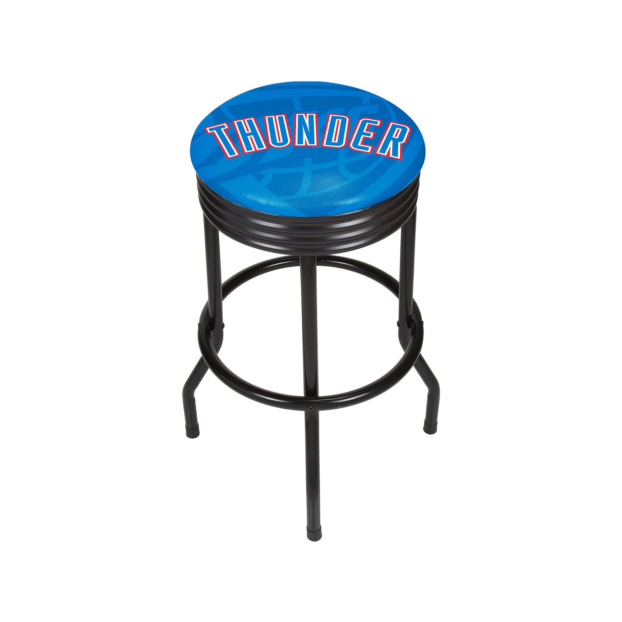 Oklahoma City Thunder Padded Ribbed Black Bar Stool, Blue