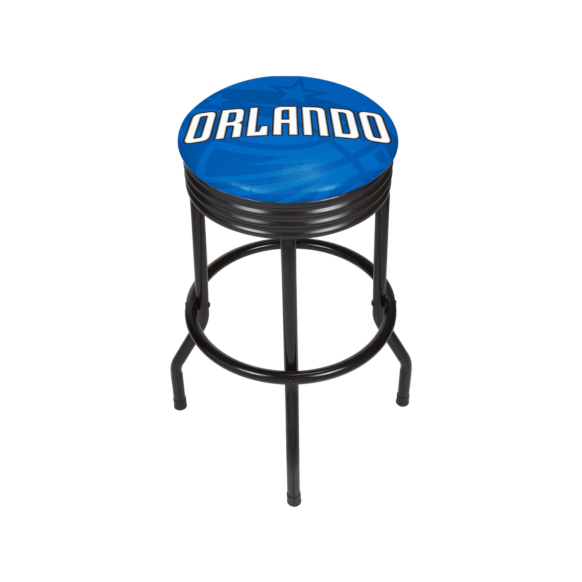 Orlando Magic Padded Ribbed Black Bar Stool, Mag Blue