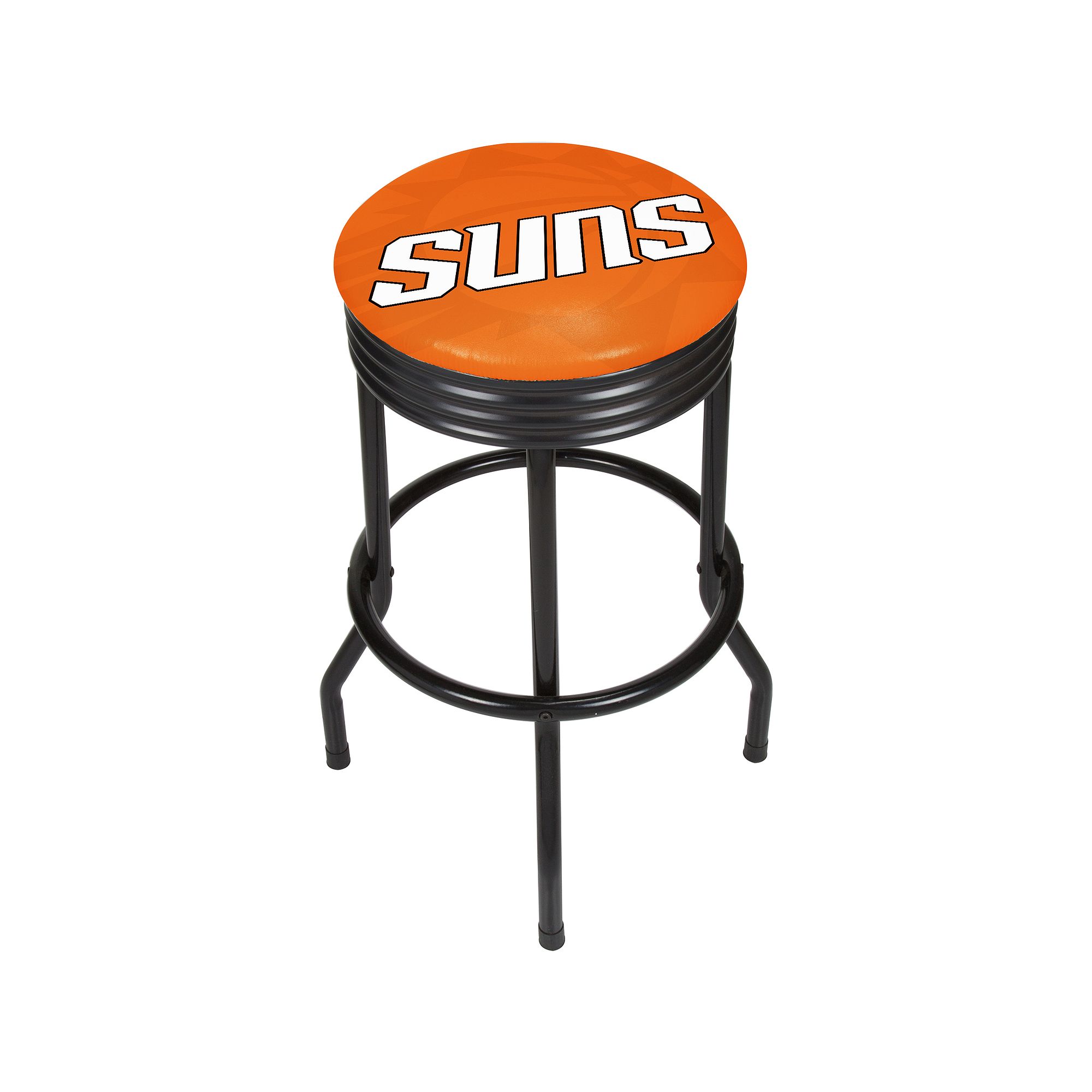Phoenix Suns Padded Ribbed Black Bar Stool, Phx Orange