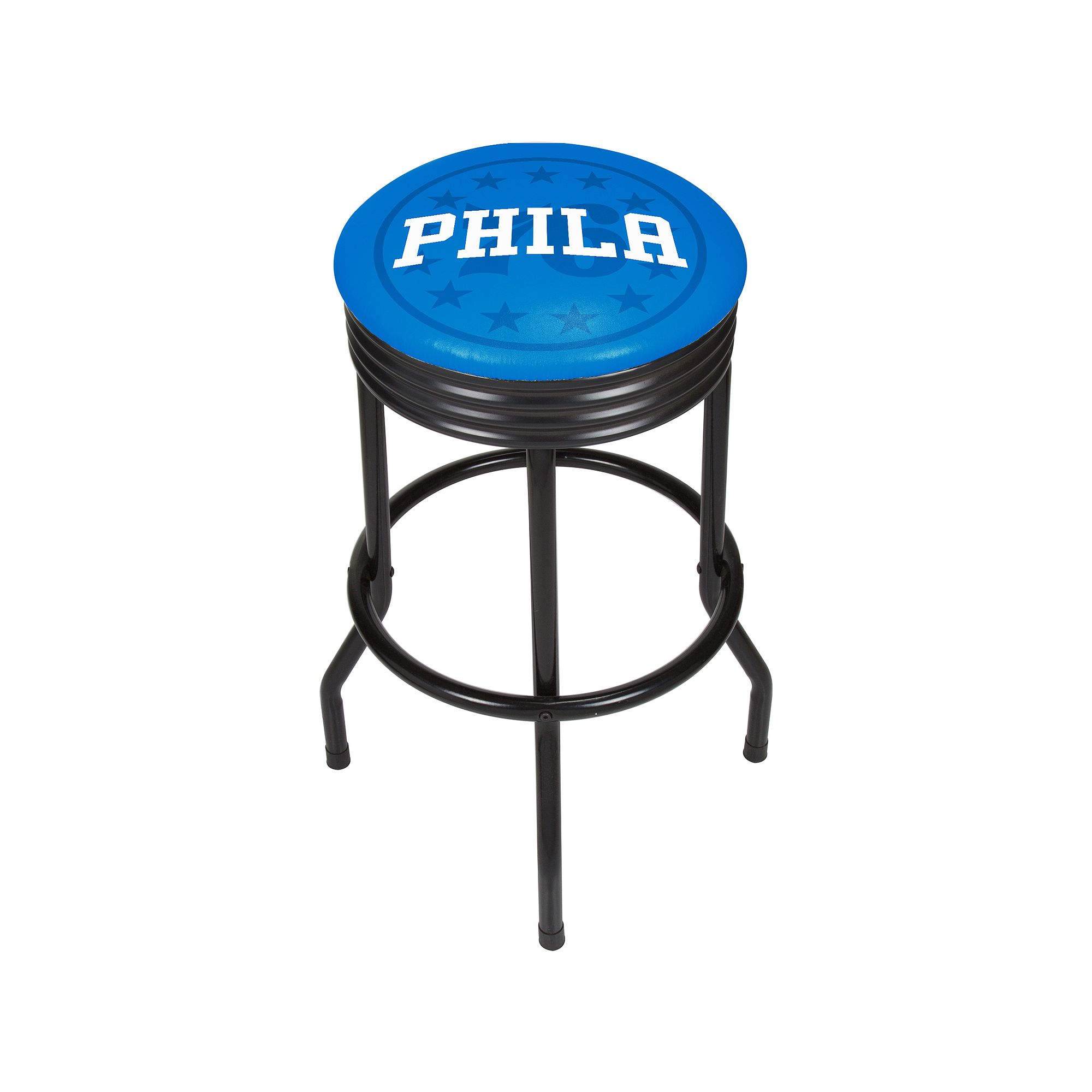 Philadelphia 76ers Padded Ribbed Black Bar Stool, 76r Blue
