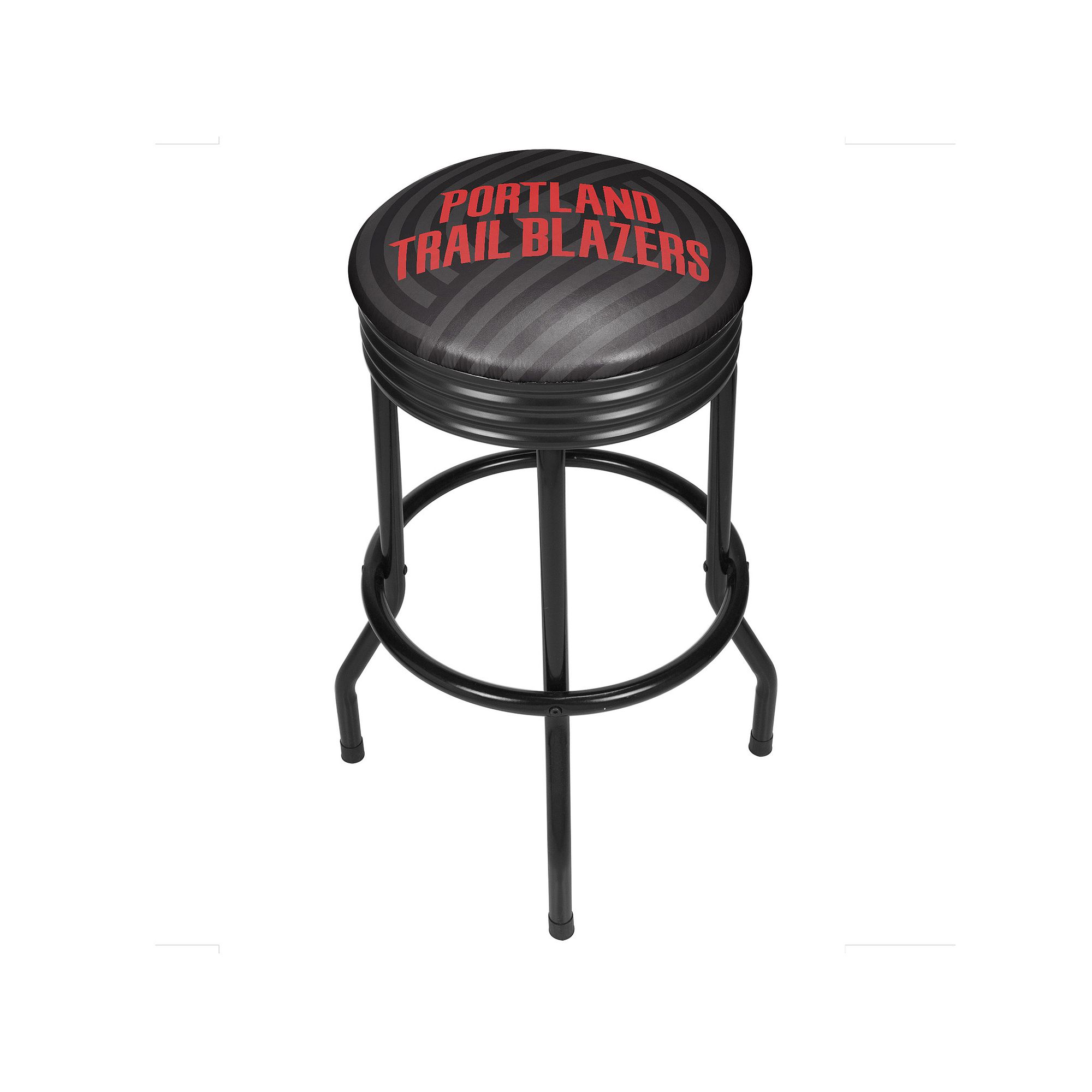 Portland Trail Blazers Padded Ribbed Black Bar Stool, Red