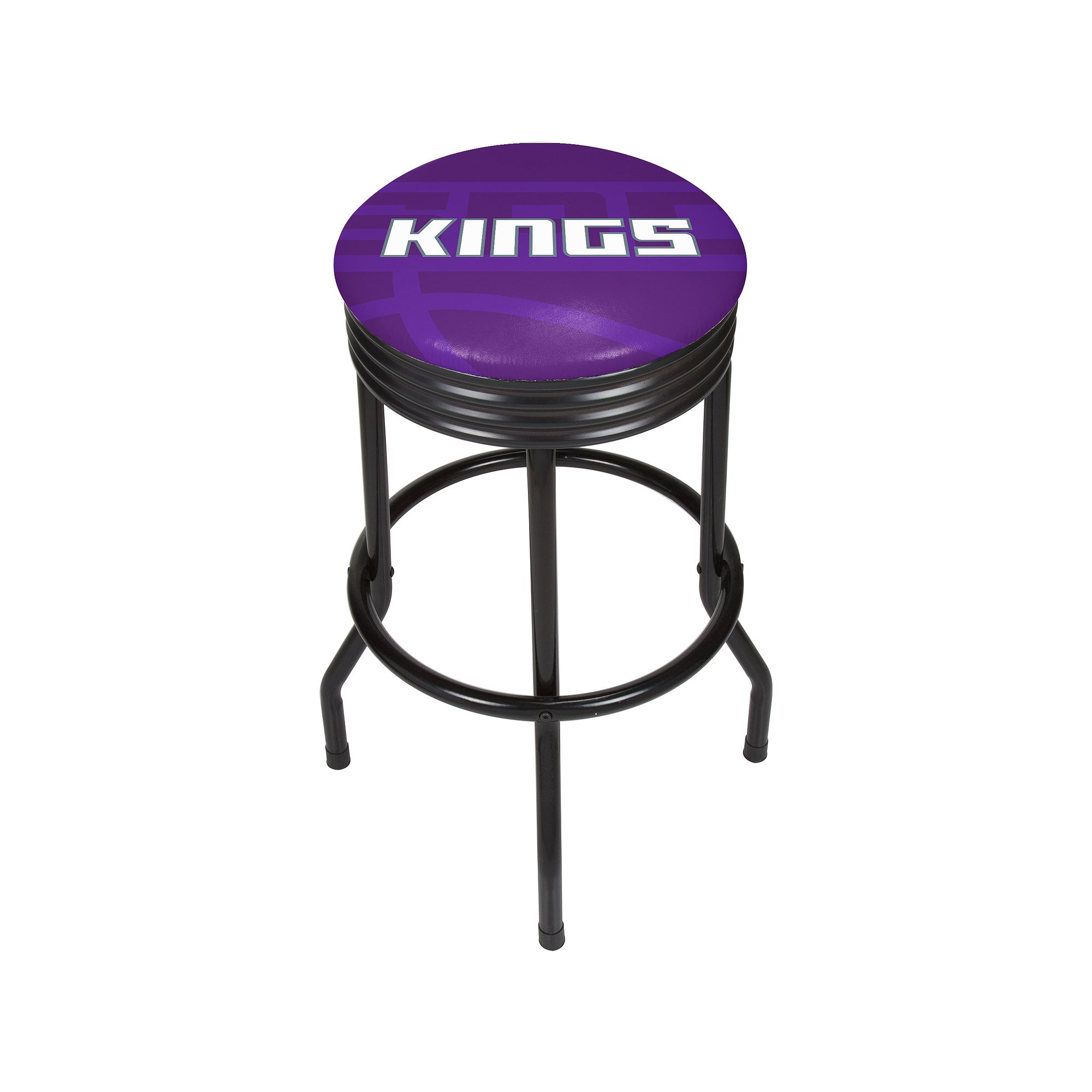 Sacramento Kings Padded Ribbed Black Bar Stool, Kng Purple