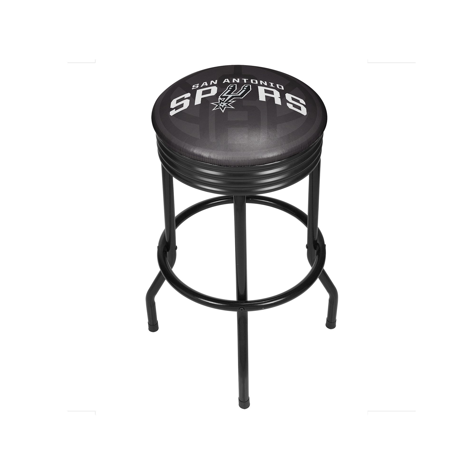 San Antonio Spurs Padded Ribbed Black Bar Stool