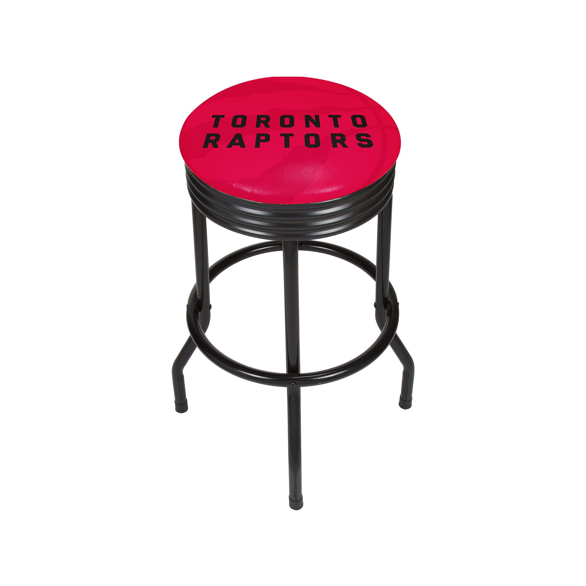 Toronto Raptors Padded Ribbed Black Bar Stool, Rpt Red