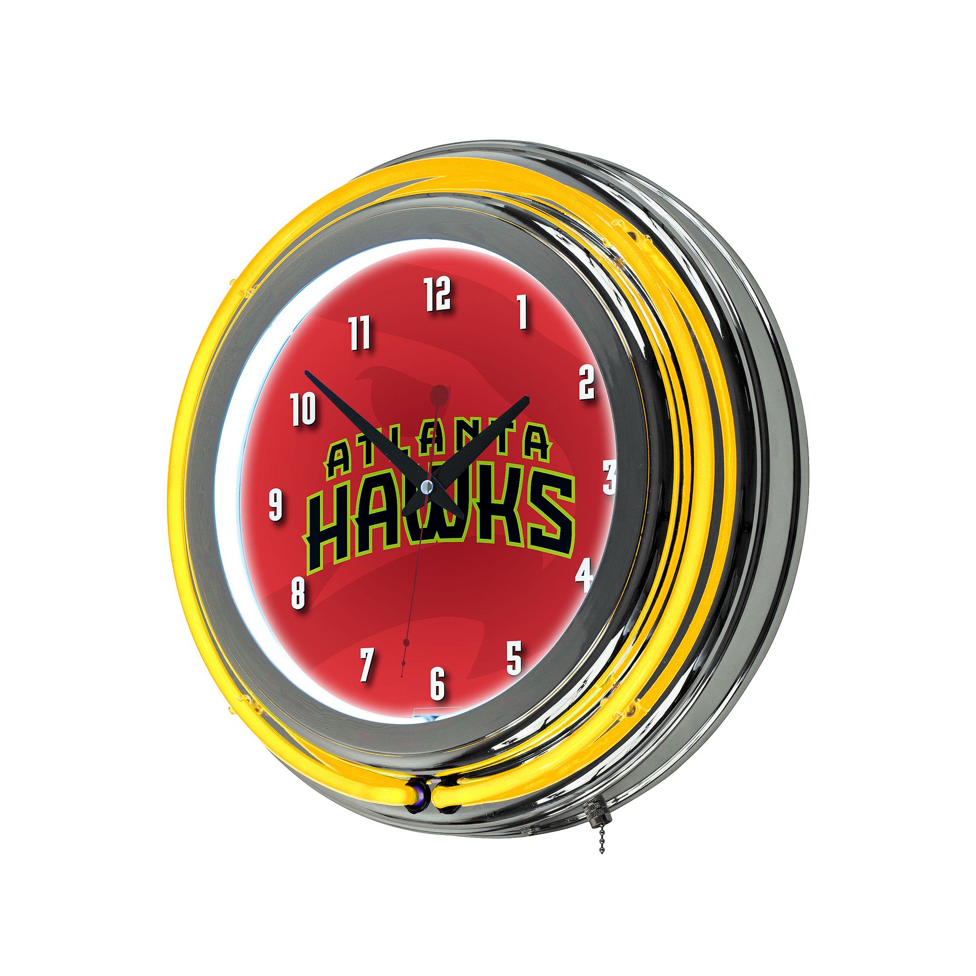 Atlanta Hawks Chrome Double-Ring Neon Wall Clock, Red