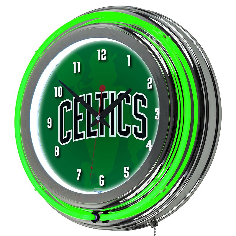 Boston Celtics Chrome Double-Ring Neon Wall Clock, Green