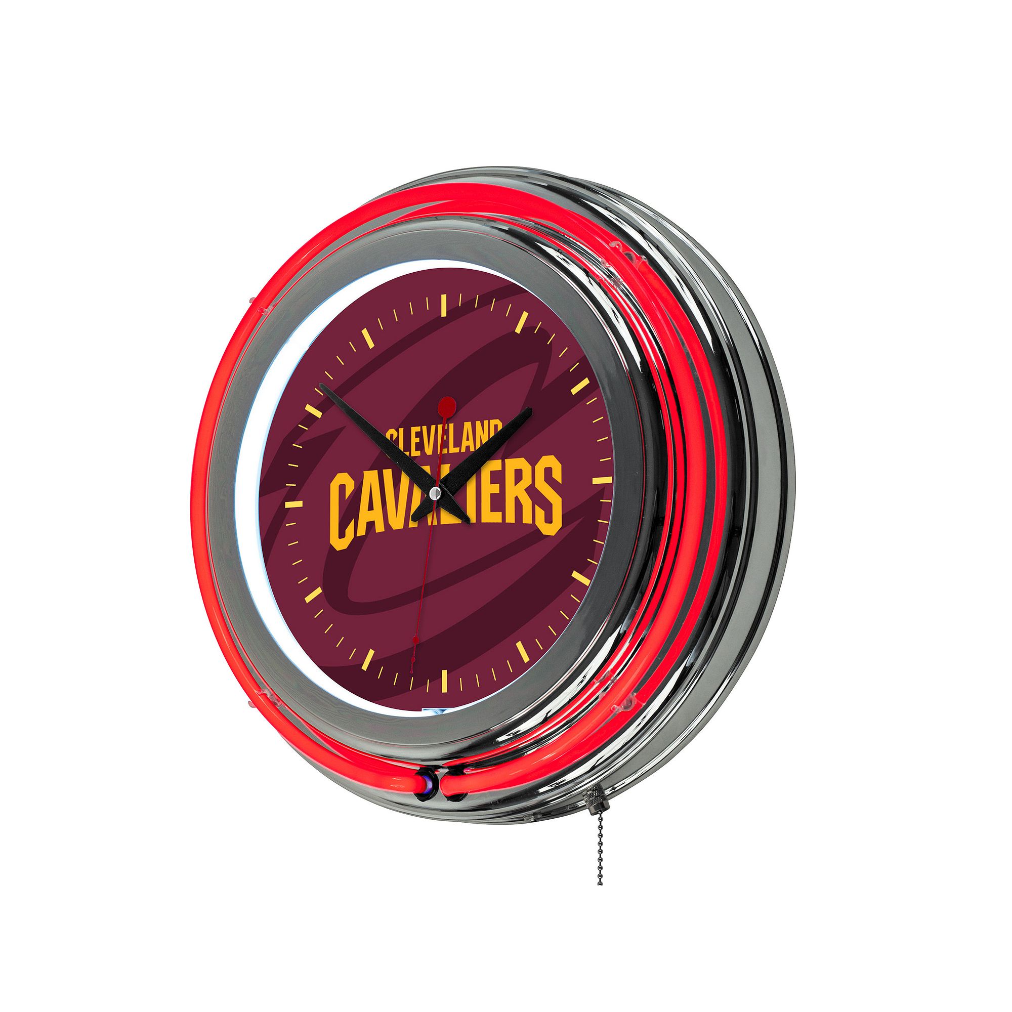 Cleveland Cavaliers Chrome Double-Ring Neon Wall Clock, Red