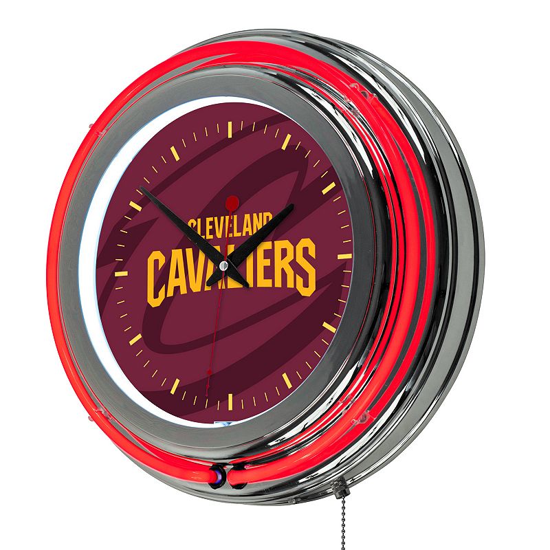 Cleveland Cavaliers Chrome Double-Ring Neon Wall Clock, Red