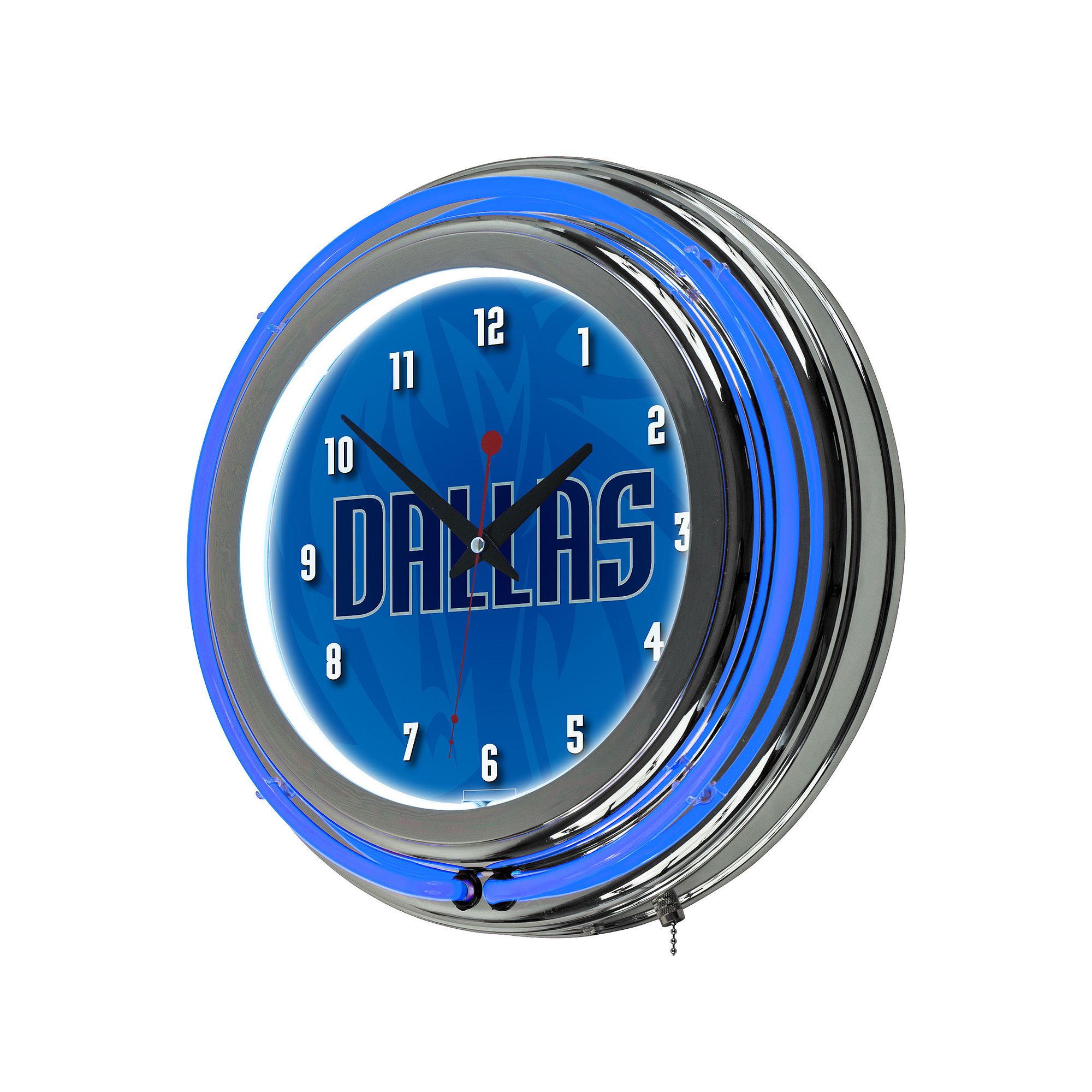 Dallas Mavericks Chrome Double-Ring Neon Wall Clock, Blue
