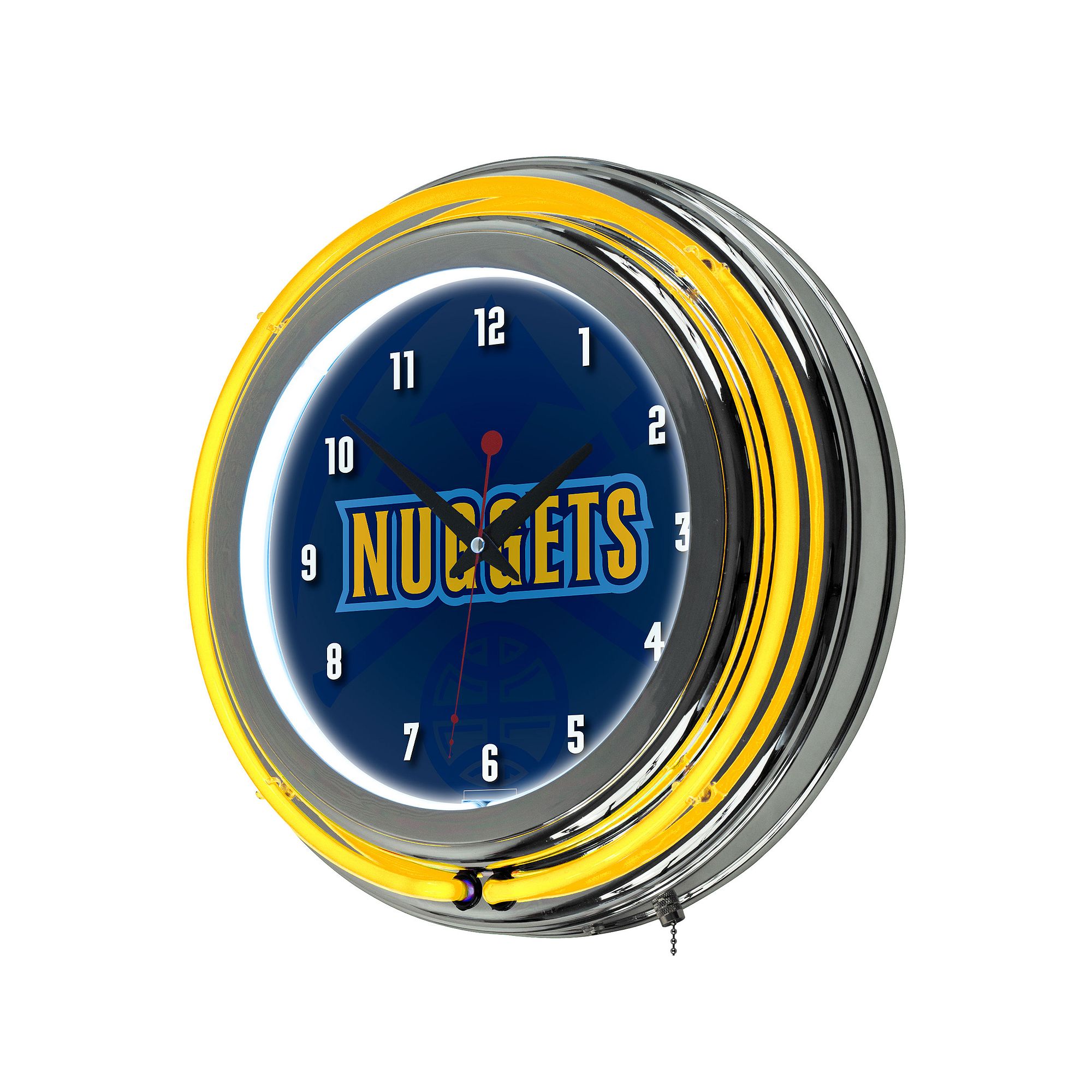 Denver Nuggets Chrome Double-Ring Neon Wall Clock, Nug Blue