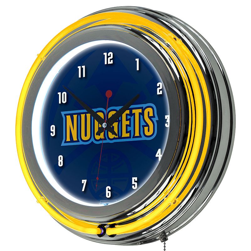 75898714 Denver Nuggets Chrome Double-Ring Neon Wall Clock, sku 75898714