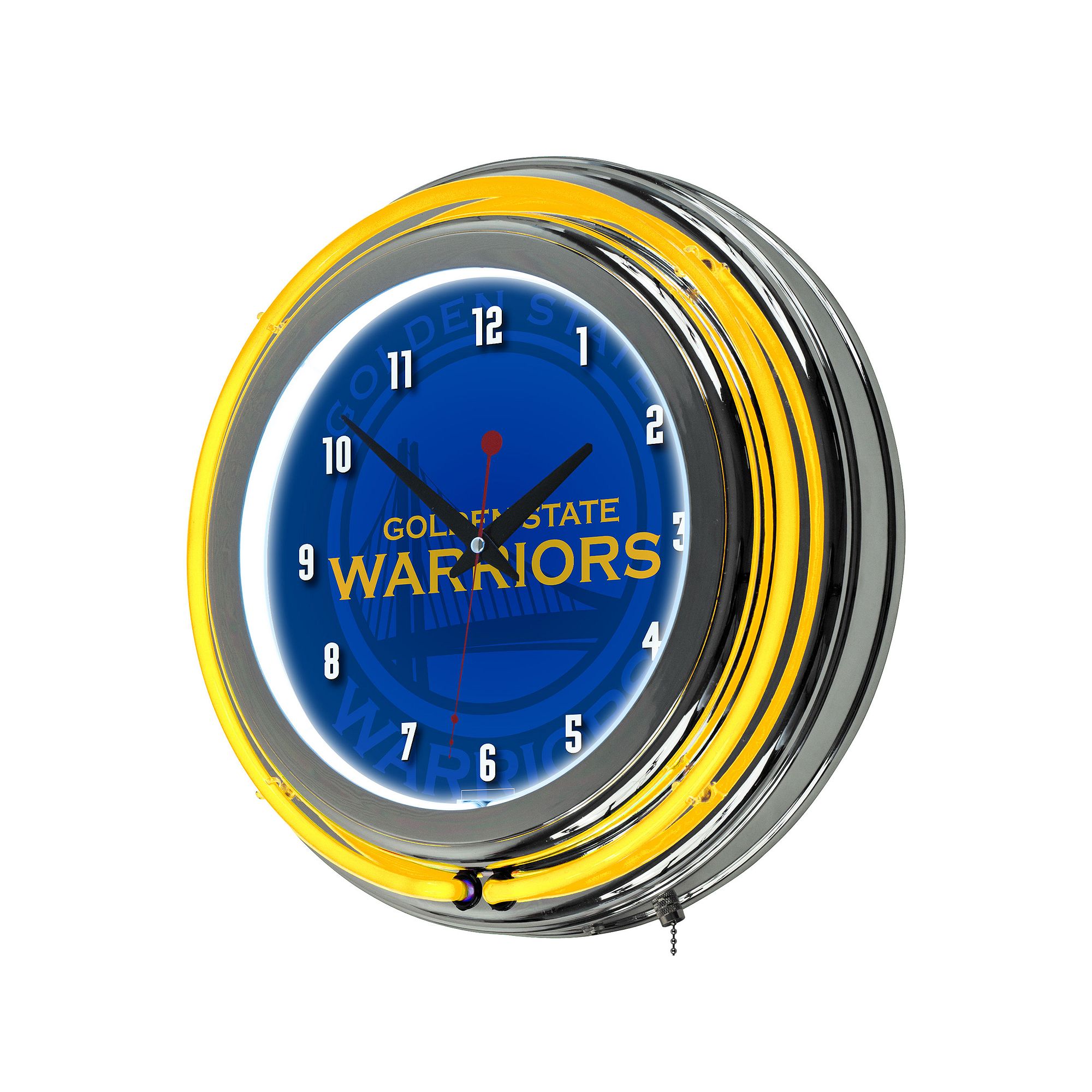Golden State Warriors Chrome Double-Ring Neon Wall Clock, Blue