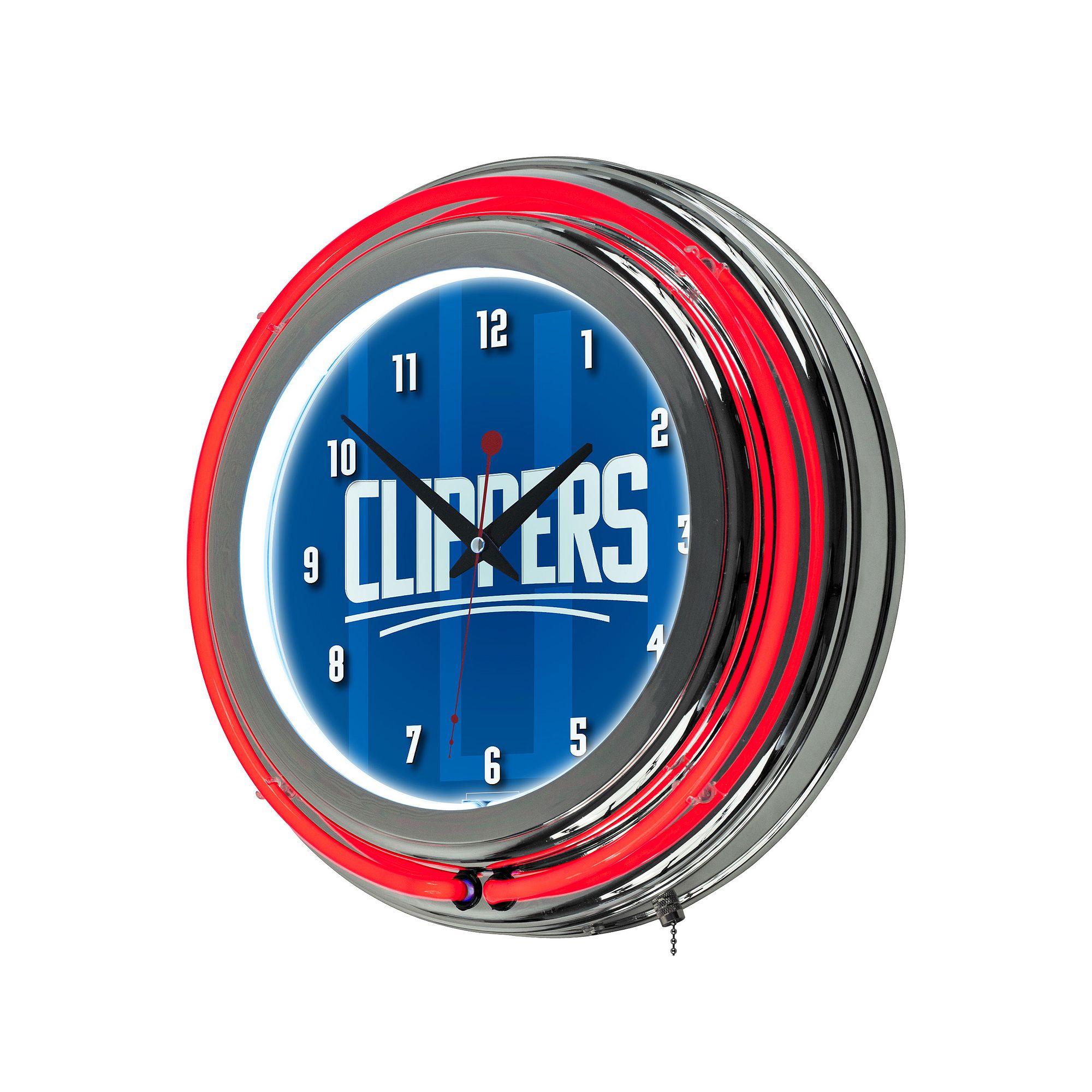 Los Angeles Clippers Chrome Double-Ring Neon Wall Clock, Blue
