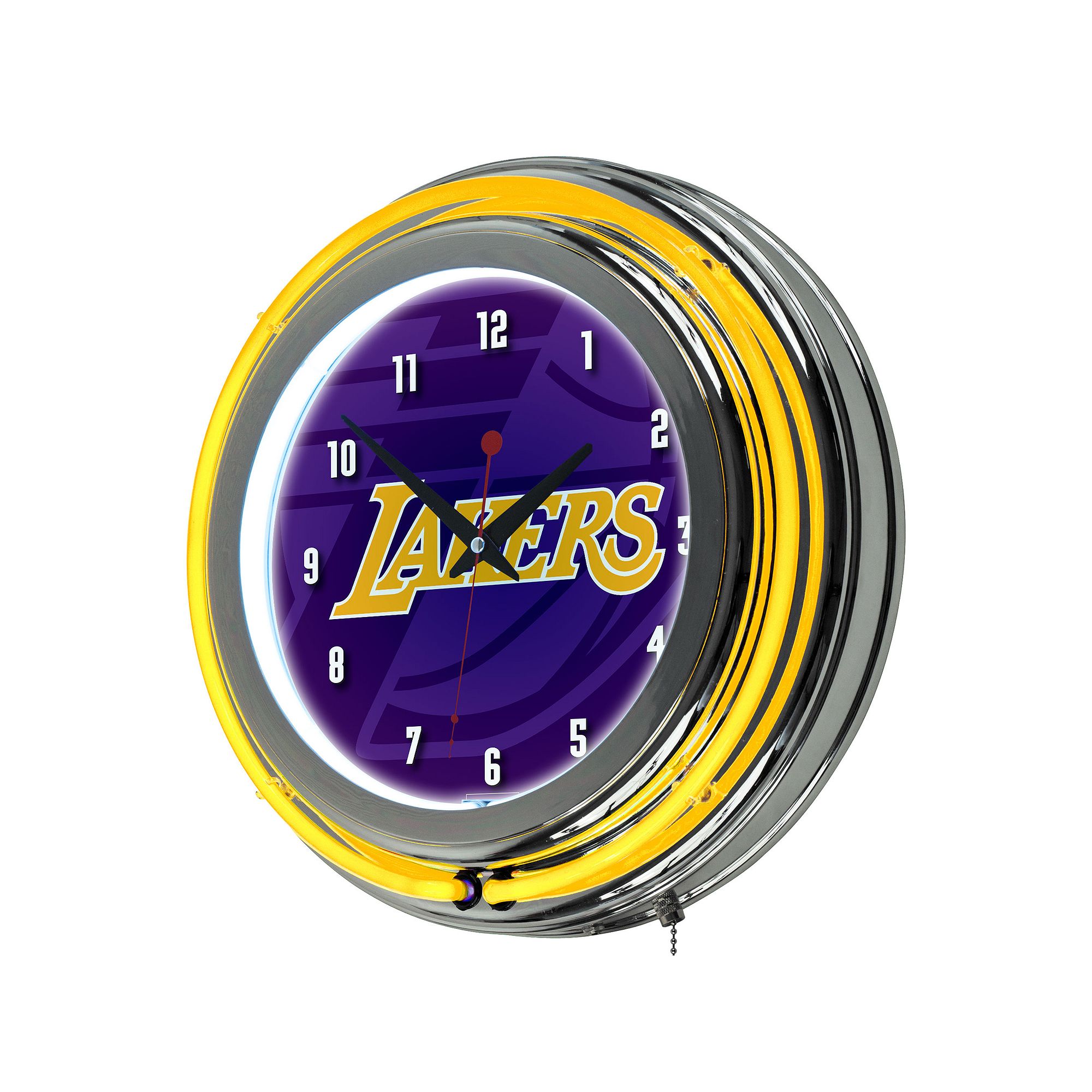 Los Angeles Lakers Chrome Double-Ring Neon Wall Clock, Purple