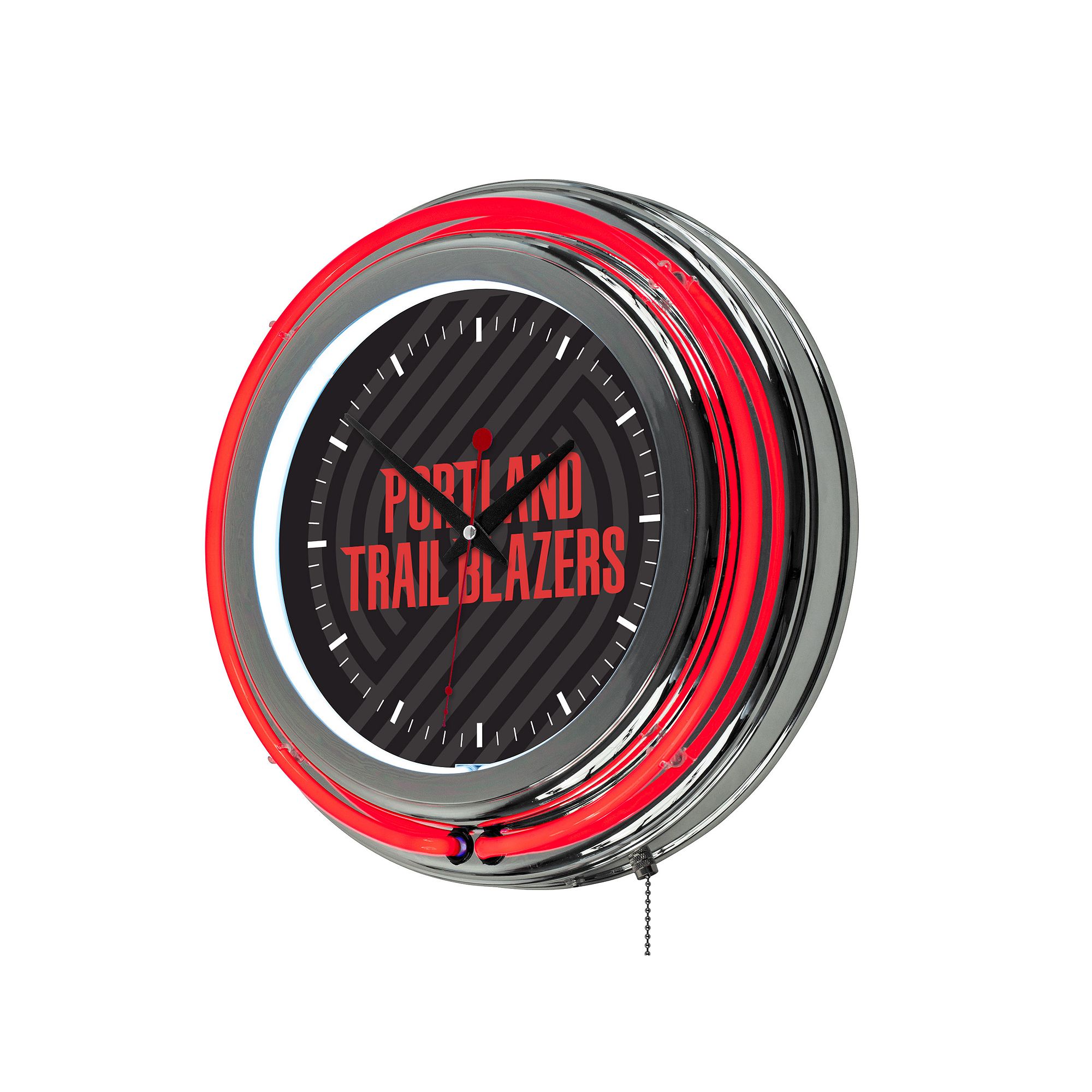 Portland Trail Blazers Chrome Double-Ring Neon Wall Clock, Red