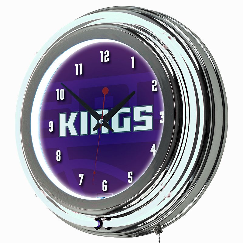 Sacramento Kings Chrome Double-Ring Neon Wall Clock, Purple
