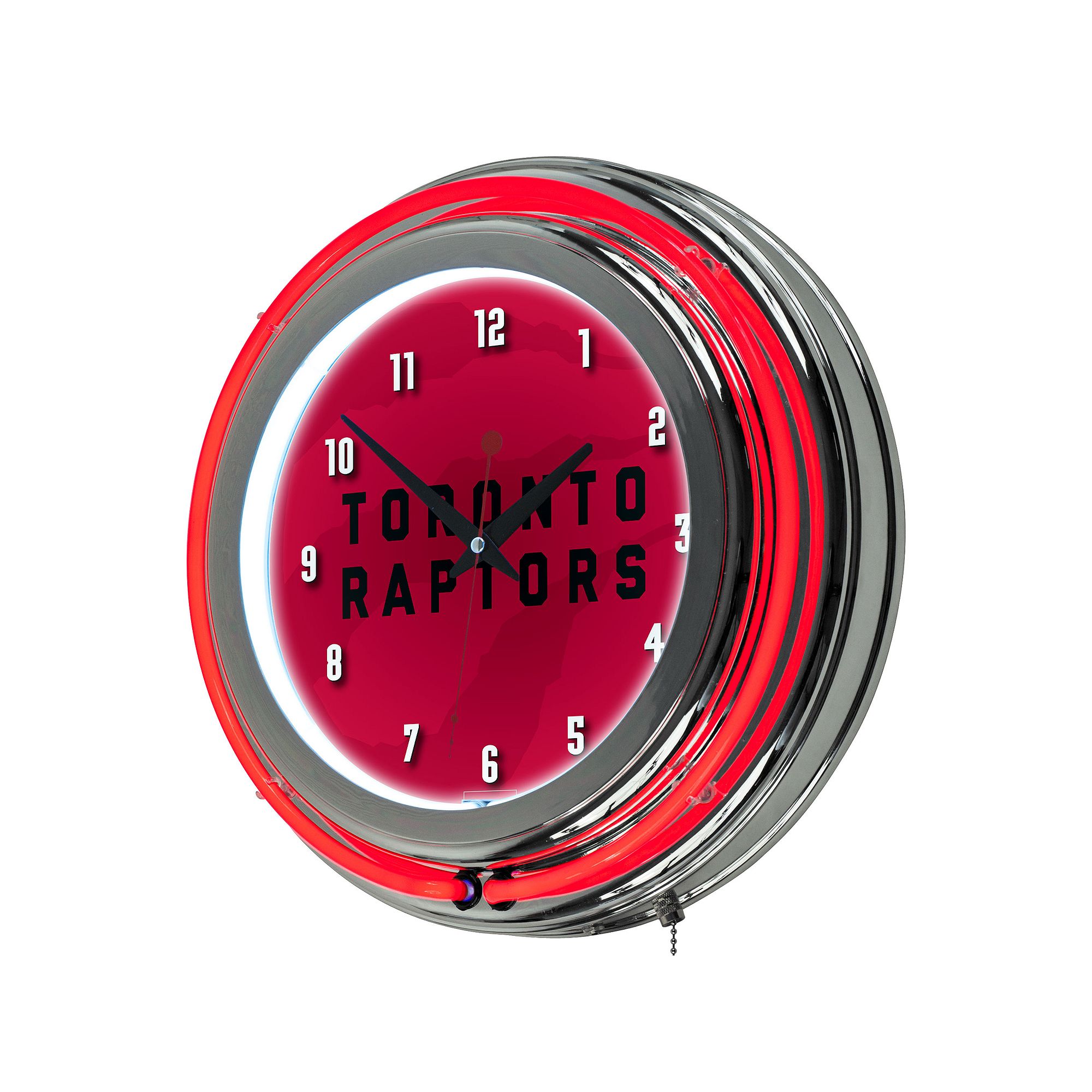 Toronto Raptors Chrome Double-Ring Neon Wall Clock, Rpt Red