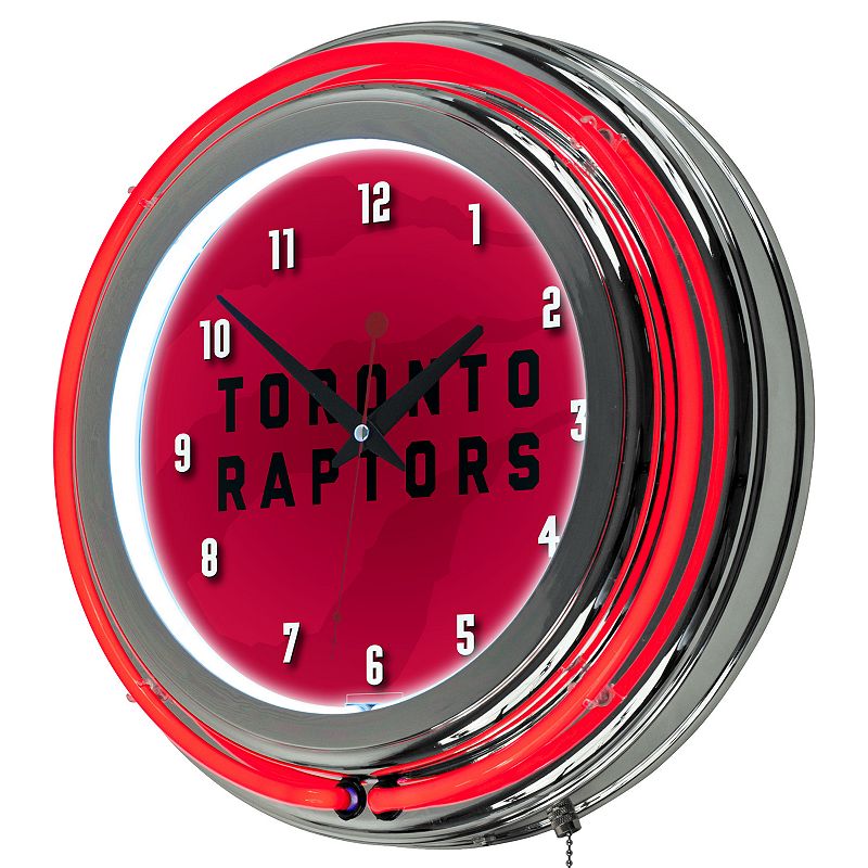 Toronto Raptors Chrome Double-Ring Neon Wall Clock, Red