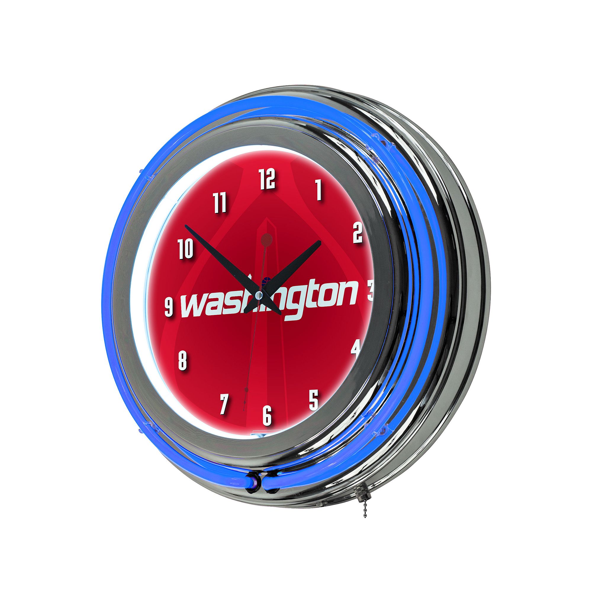 Washington Wizards Chrome Double-Ring Neon Wall Clock, Wiz Red