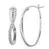 Diamond Mystique Platinum Over Silver Oval Infinity Hoop Earrings