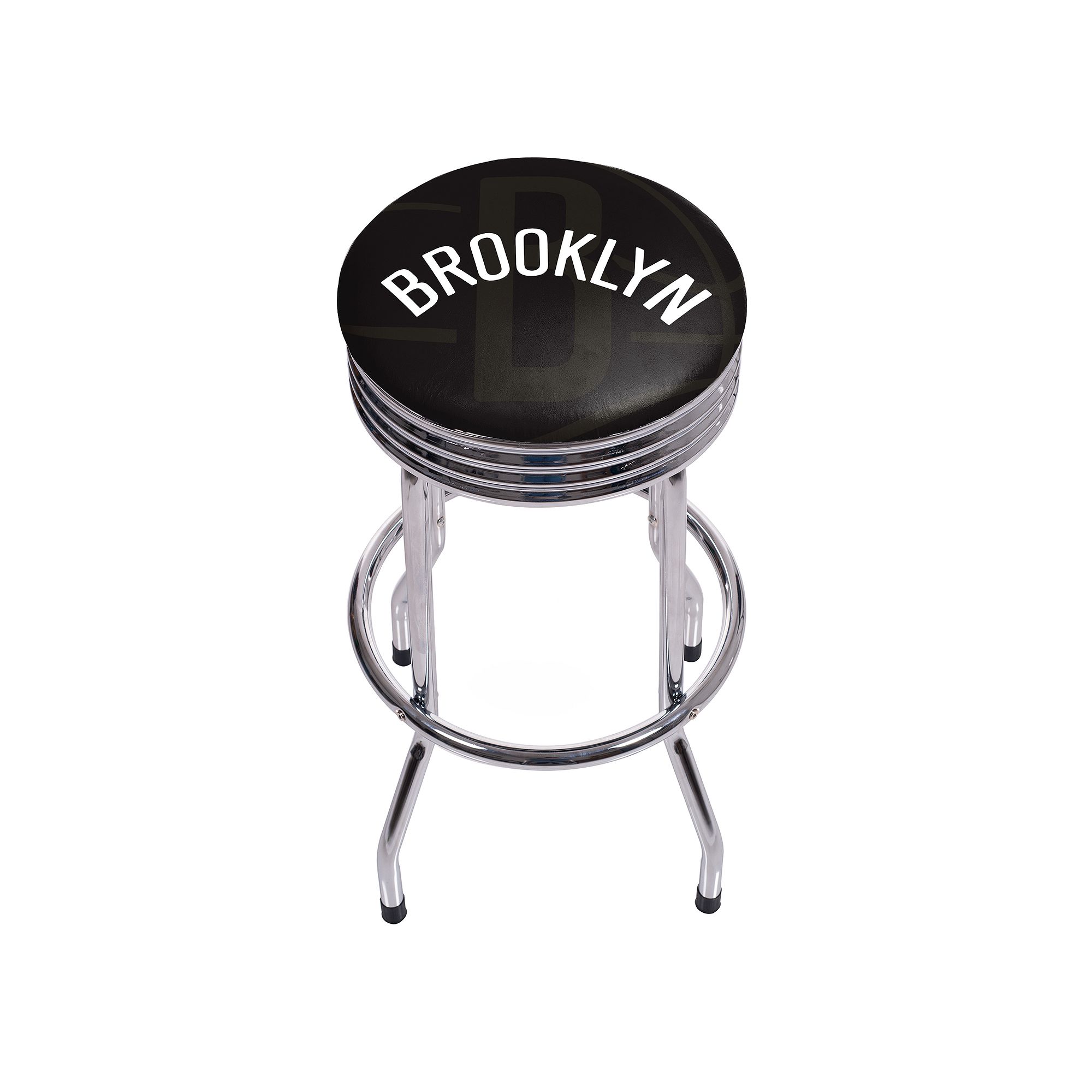 Brooklyn Nets Padded Ribbed Bar Stool, Black