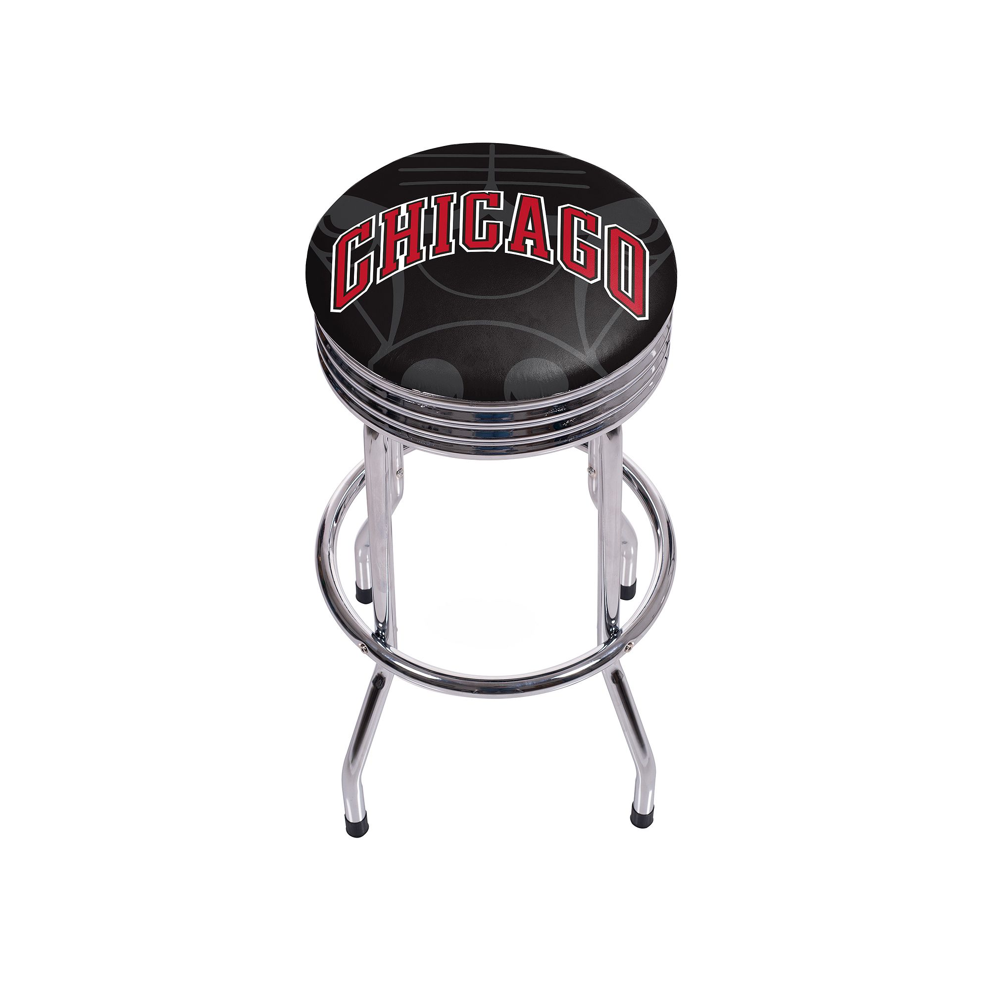 Chicago Bulls Padded Ribbed Bar Stool, Black