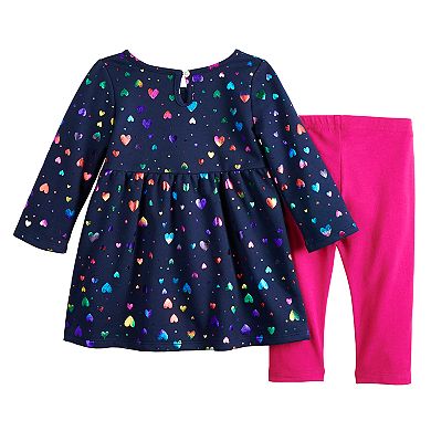 Baby Girl Jumping Beans® Graphic Fleece Dress & Leggings Set 