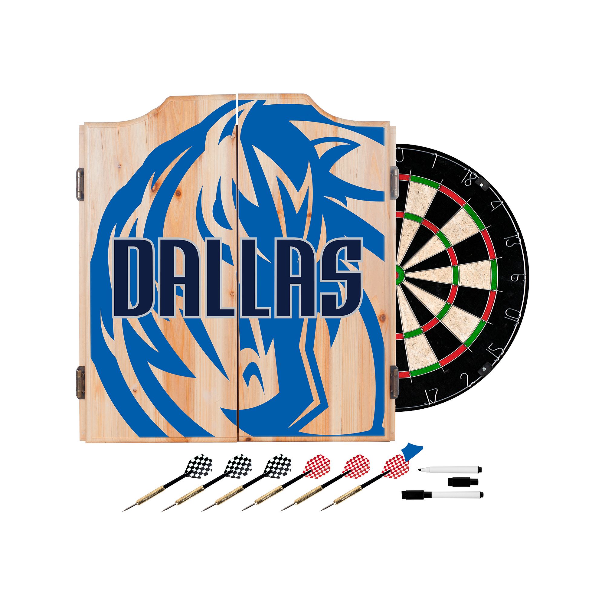 Dallas Mavericks Wood Dart Cabinet Set, Blue