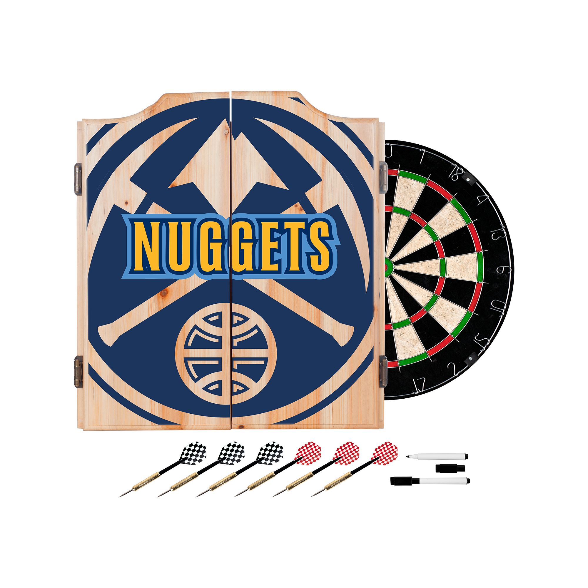Denver Nuggets Wood Dart Cabinet Set, Nug Blue