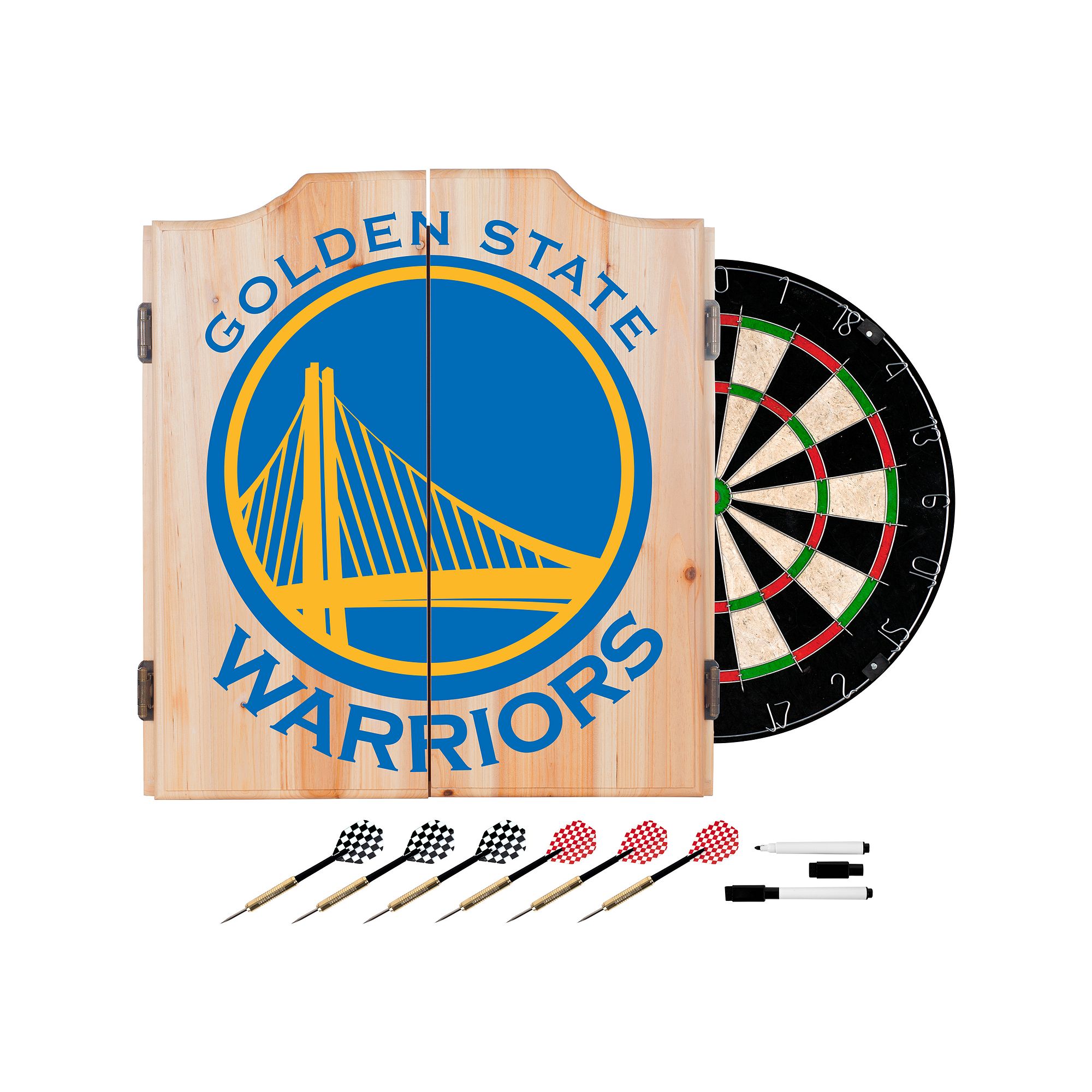 Golden State Warriors Wood Dart Cabinet Set, Blue