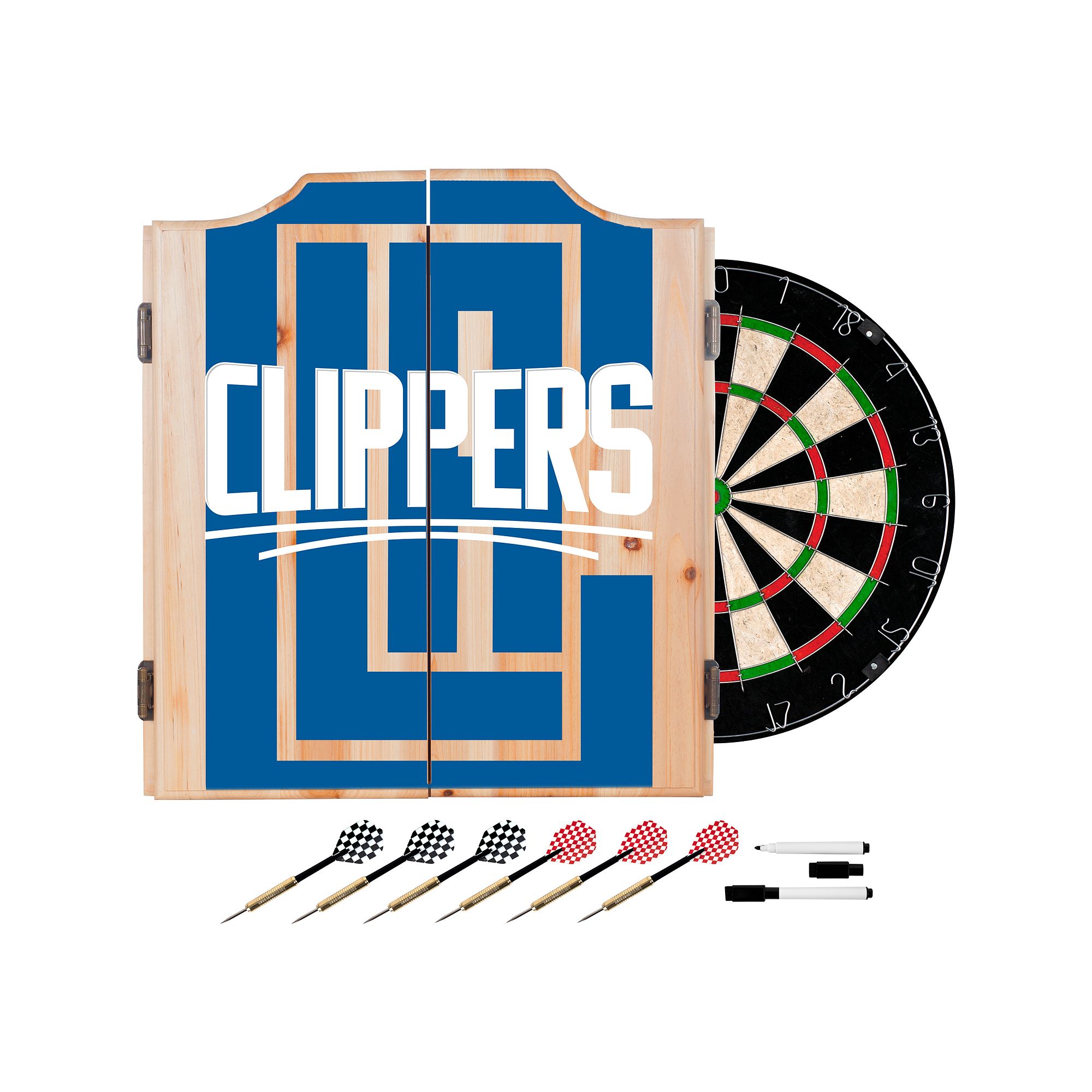 Los Angeles Clippers Wood Dart Cabinet Set, Blue