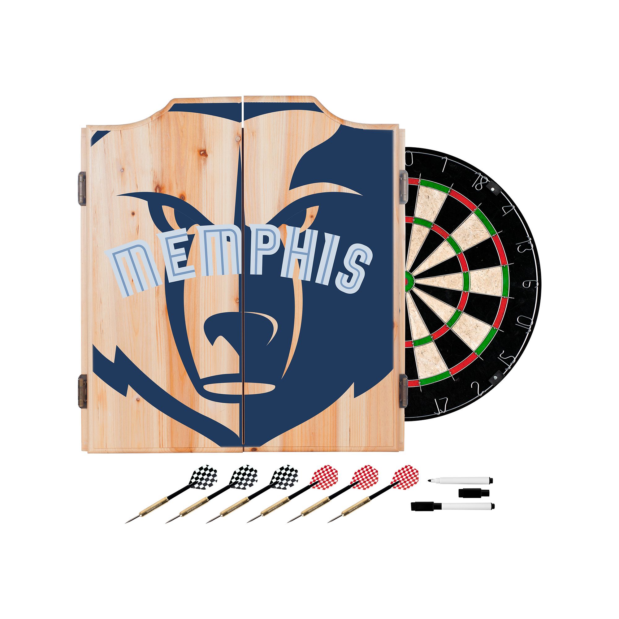 Memphis Grizzlies Wood Dart Cabinet Set, Grz Blue