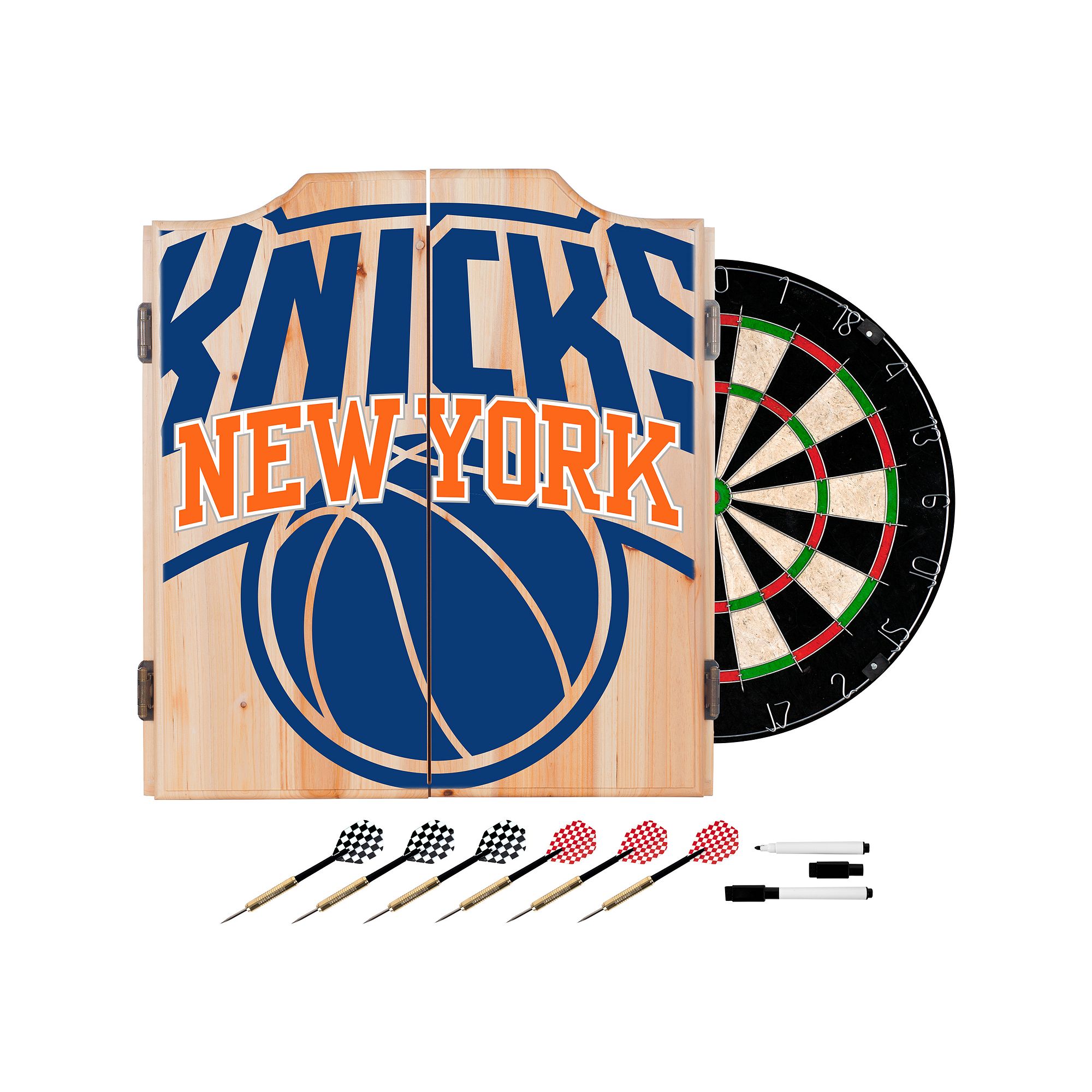 New York Knicks Wood Dart Cabinet Set, Blue