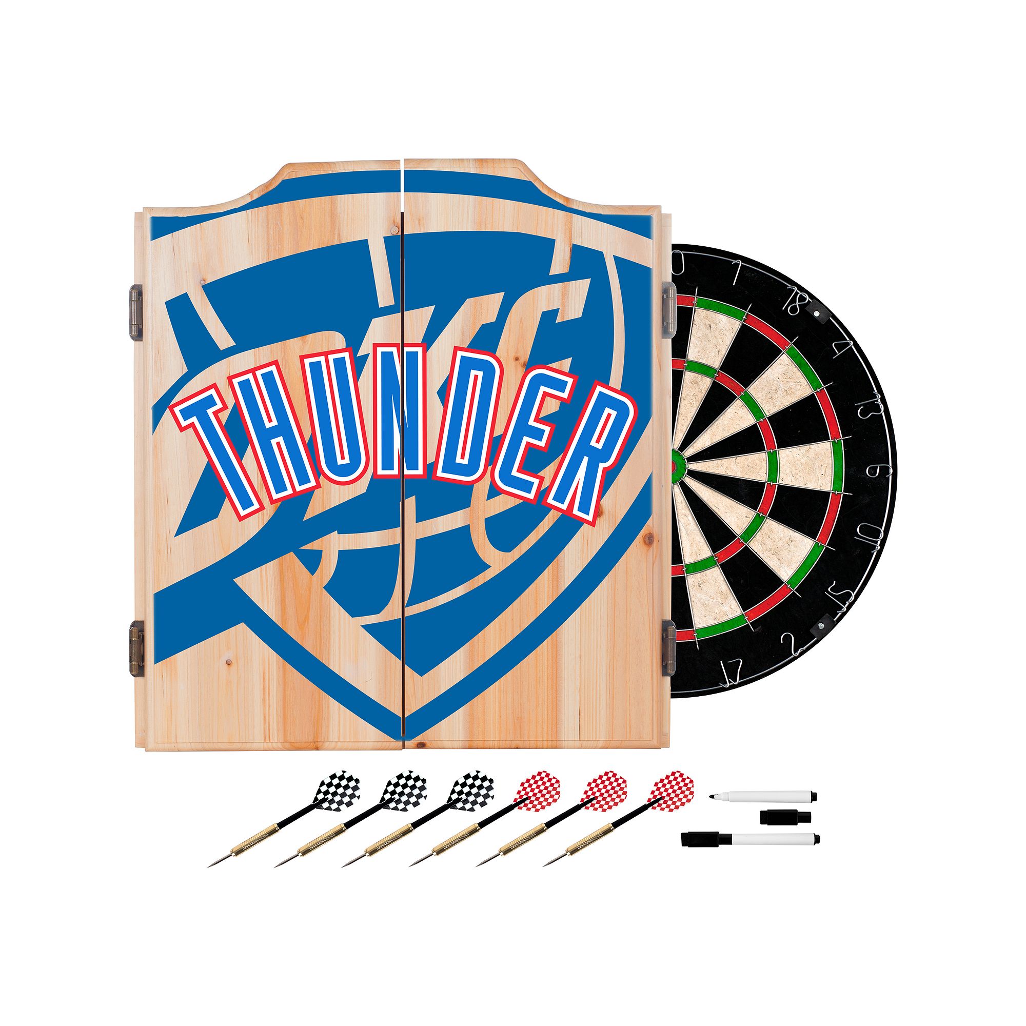 Oklahoma City Thunder Wood Dart Cabinet Set, Blue