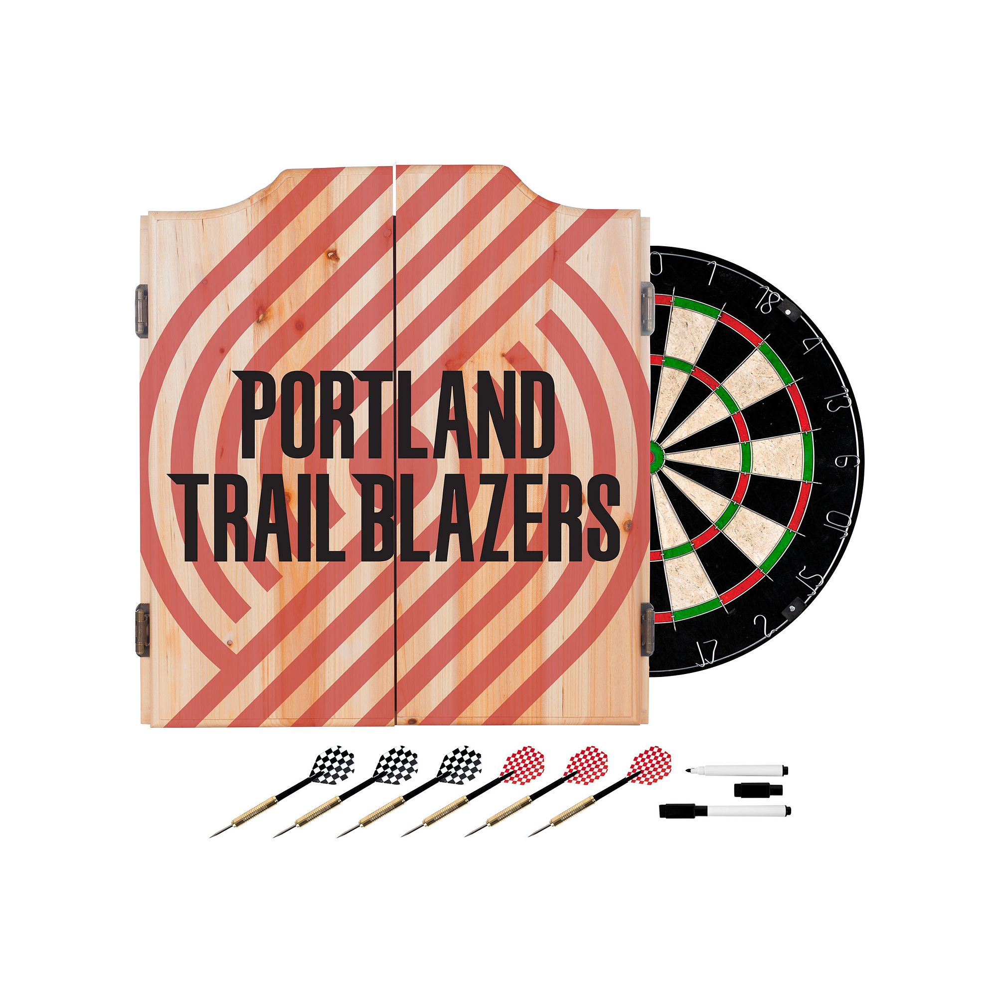Portland Trail Blazers Wood Dart Cabinet Set, Red
