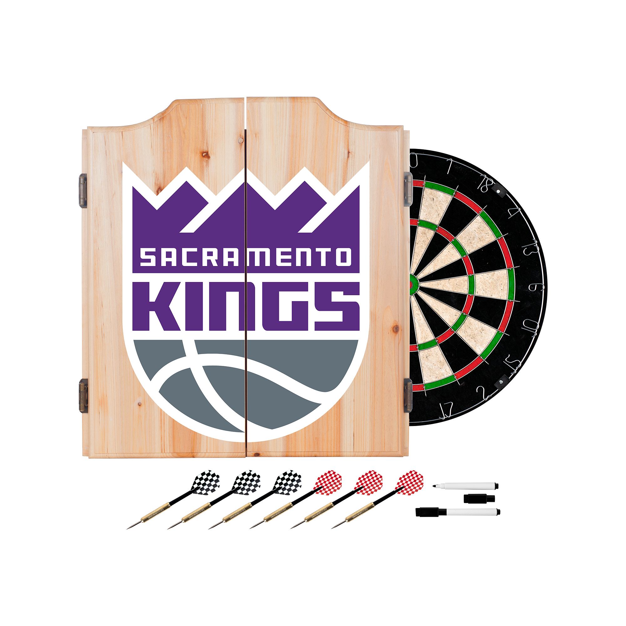 Sacramento Kings Wood Dart Cabinet Set, Kng Purple