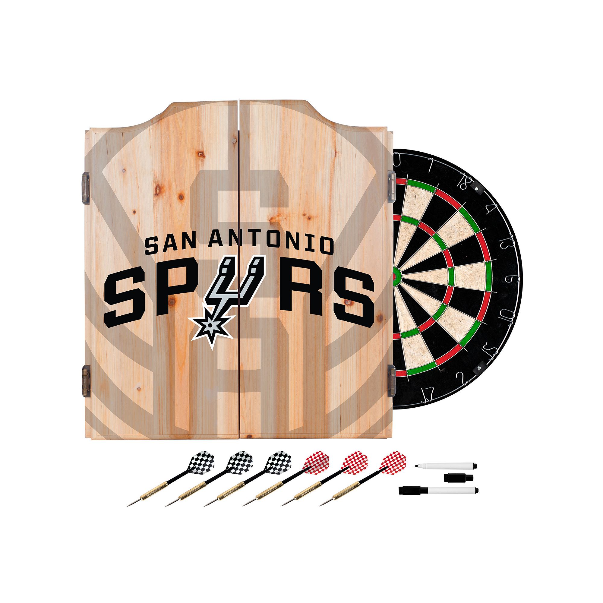 San Antonio Spurs Wood Dart Cabinet Set, Black