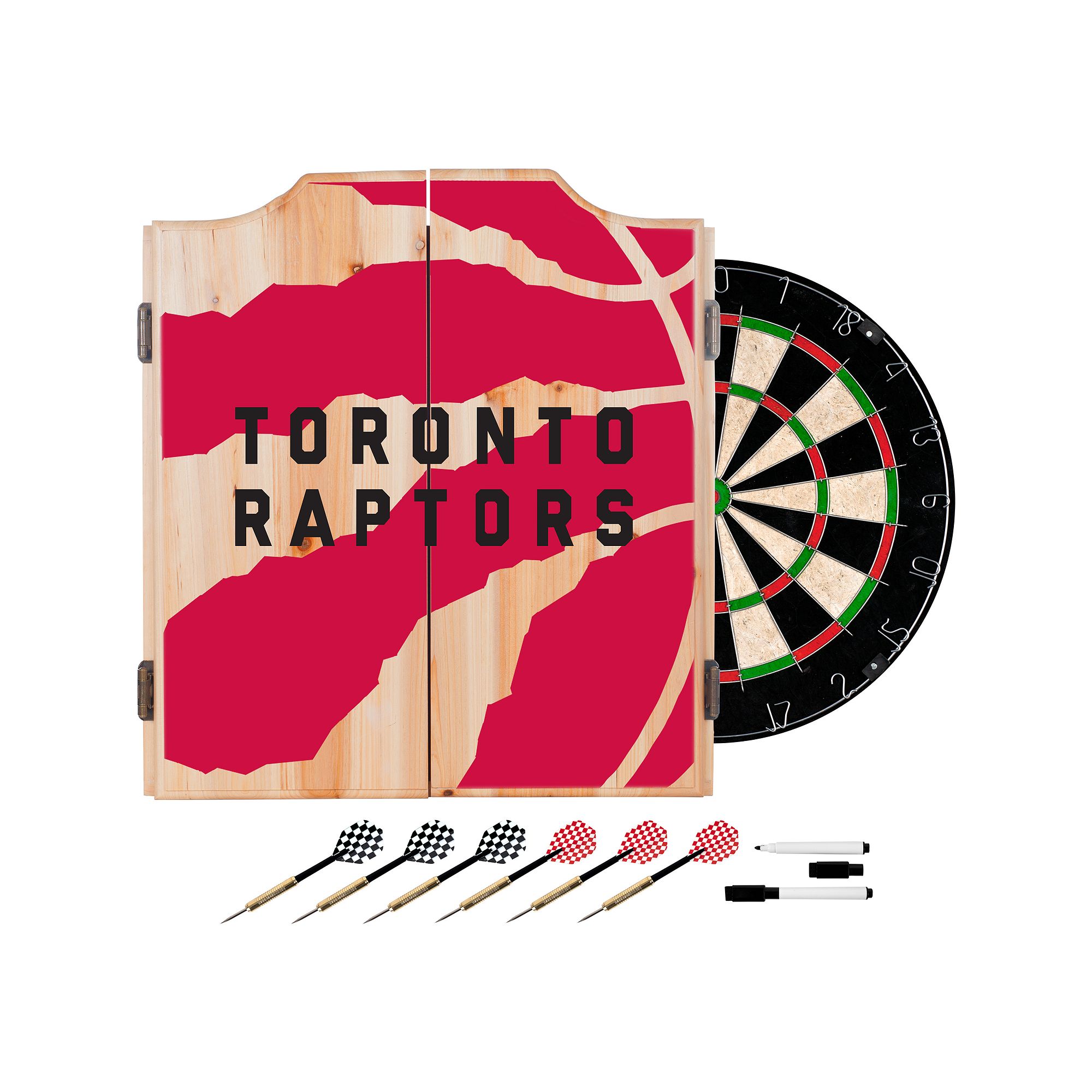 Toronto Raptors Wood Dart Cabinet Set, Rpt Red