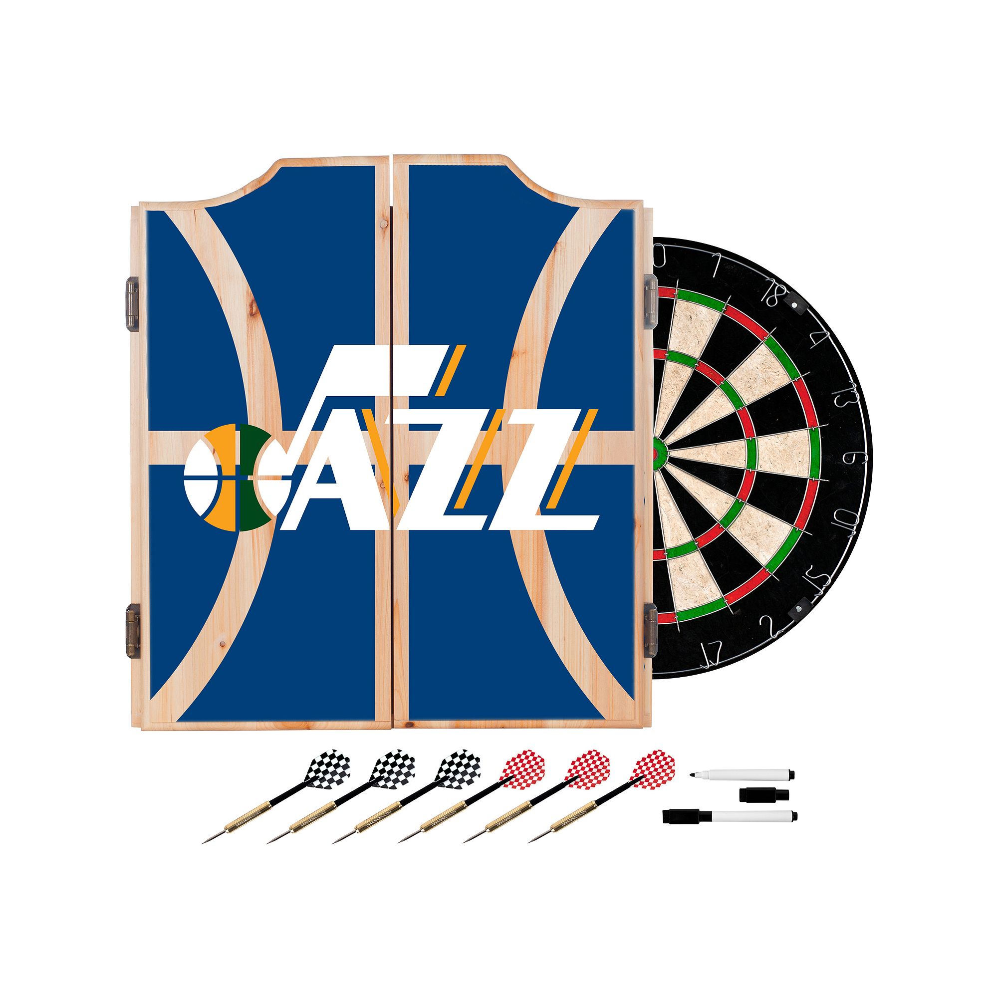 Utah Jazz Wood Dart Cabinet Set, Jaz Blue