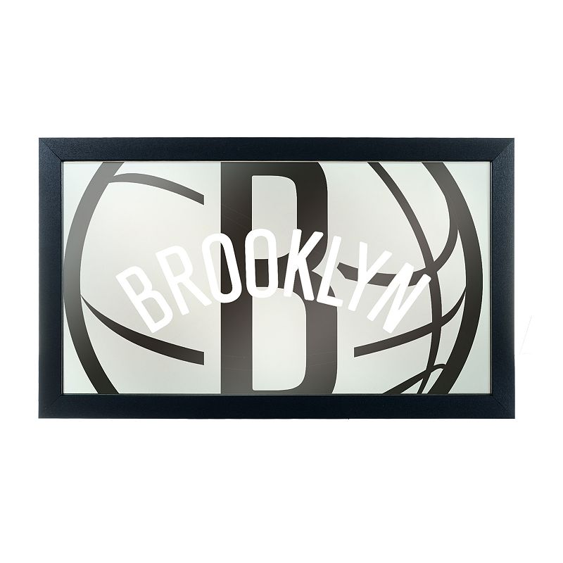 Brooklyn Nets Logo Framed Mirror, Black