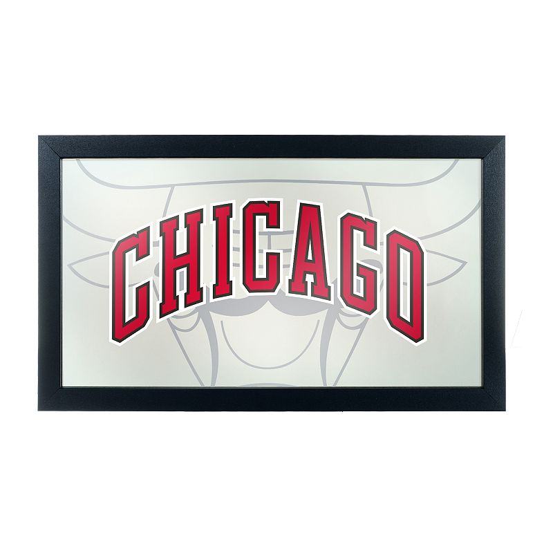 Chicago Bulls Logo Framed Mirror, Black