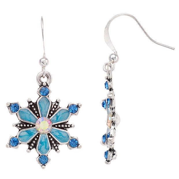 Blue Snowflake Nickel Free Drop Earrings