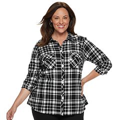 Womens Plus Button-Down Shirts Tops, Clothing | Kohl's